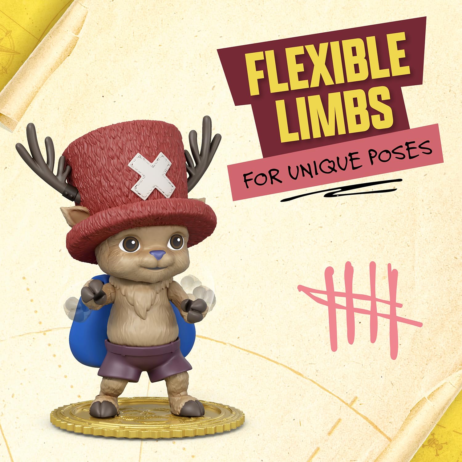 One Piece Tony Tony Chopper Action Figure 10 cm – 16 Articolazioni e 6 Accessori Ufficiale Netflix