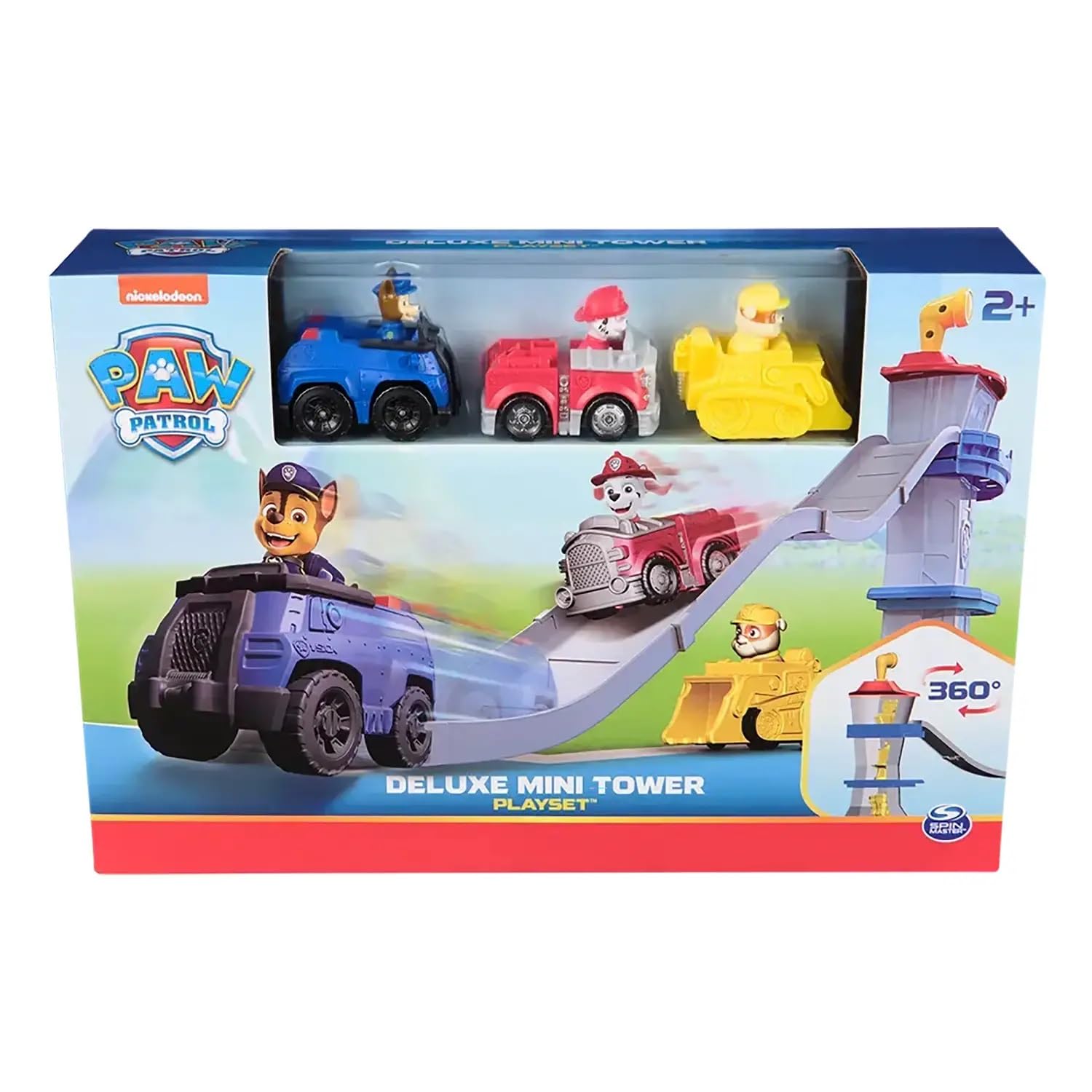 Paw Patrol Quartier Generale – Deluxe Mini Tower Track con Chase, Marshall e Rubble | Dai 2 Anni