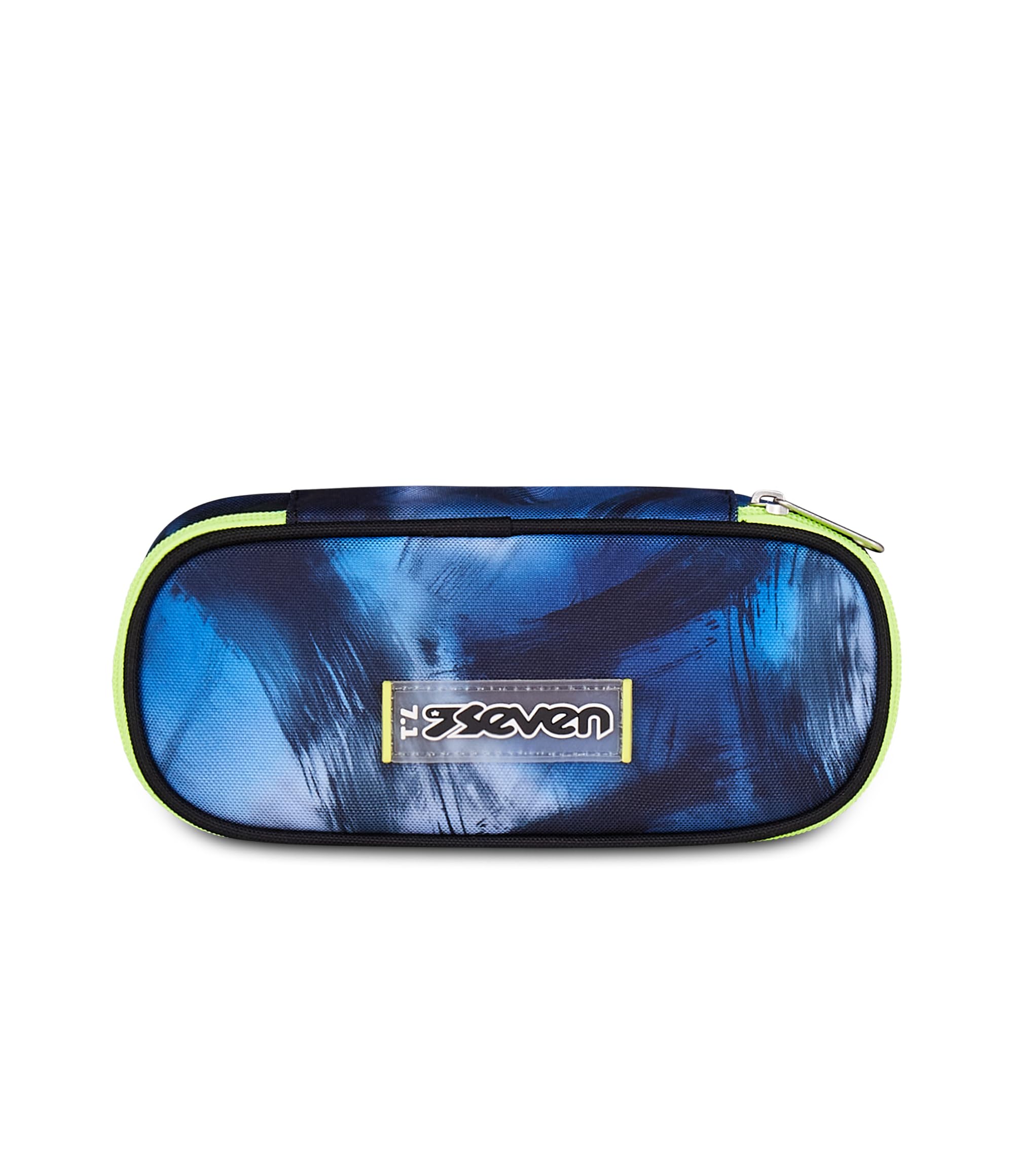 Seven Portapenne Round Plus Blu Fusion – Astuccio Ovale Blu con Taschino Zip e Elastici | Scuola Media e Superiore