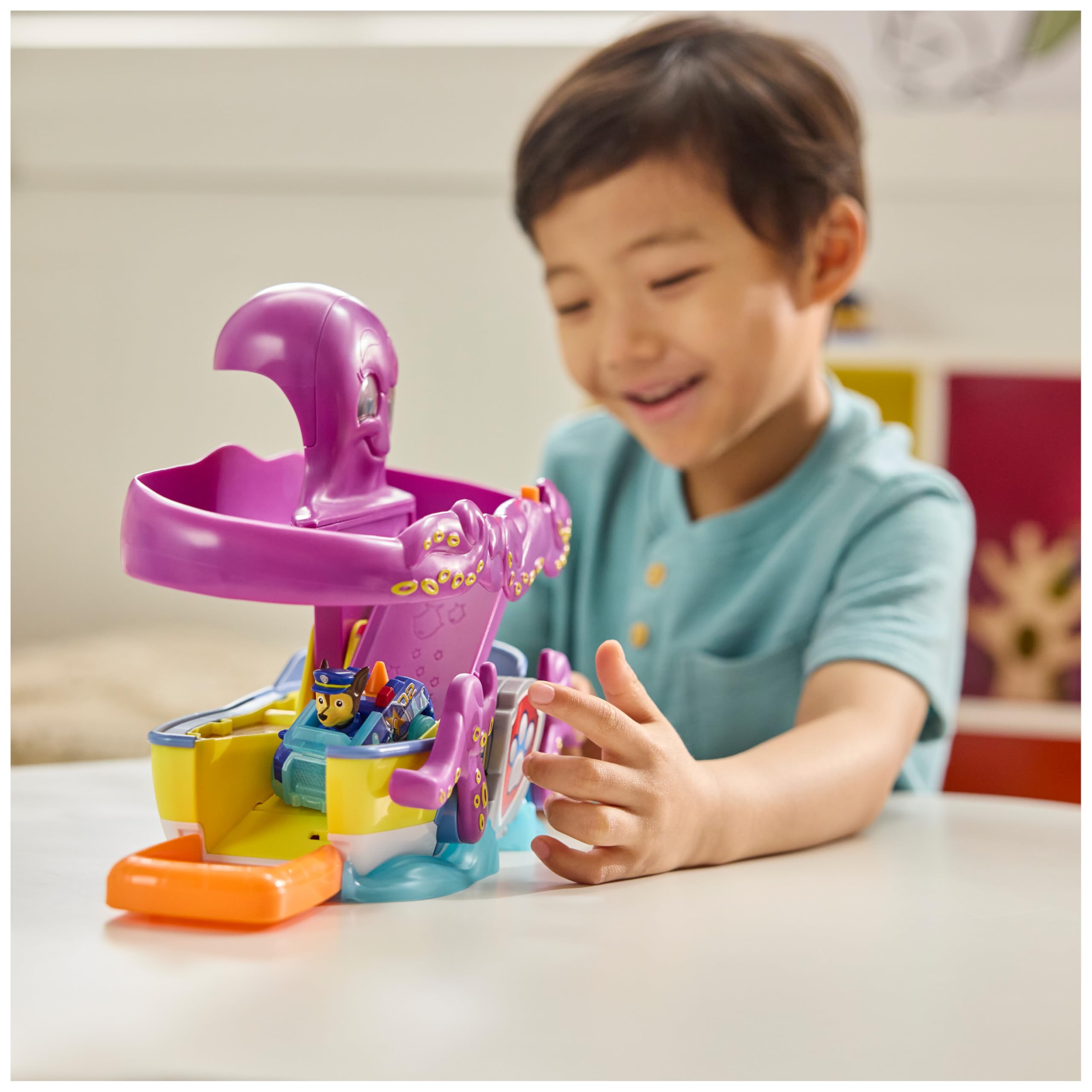 Paw Patrol Pup Squad – Playset Salvataggio del Polpo con Chase 6,3 cm e Baby Polpo | Dai 3 Anni