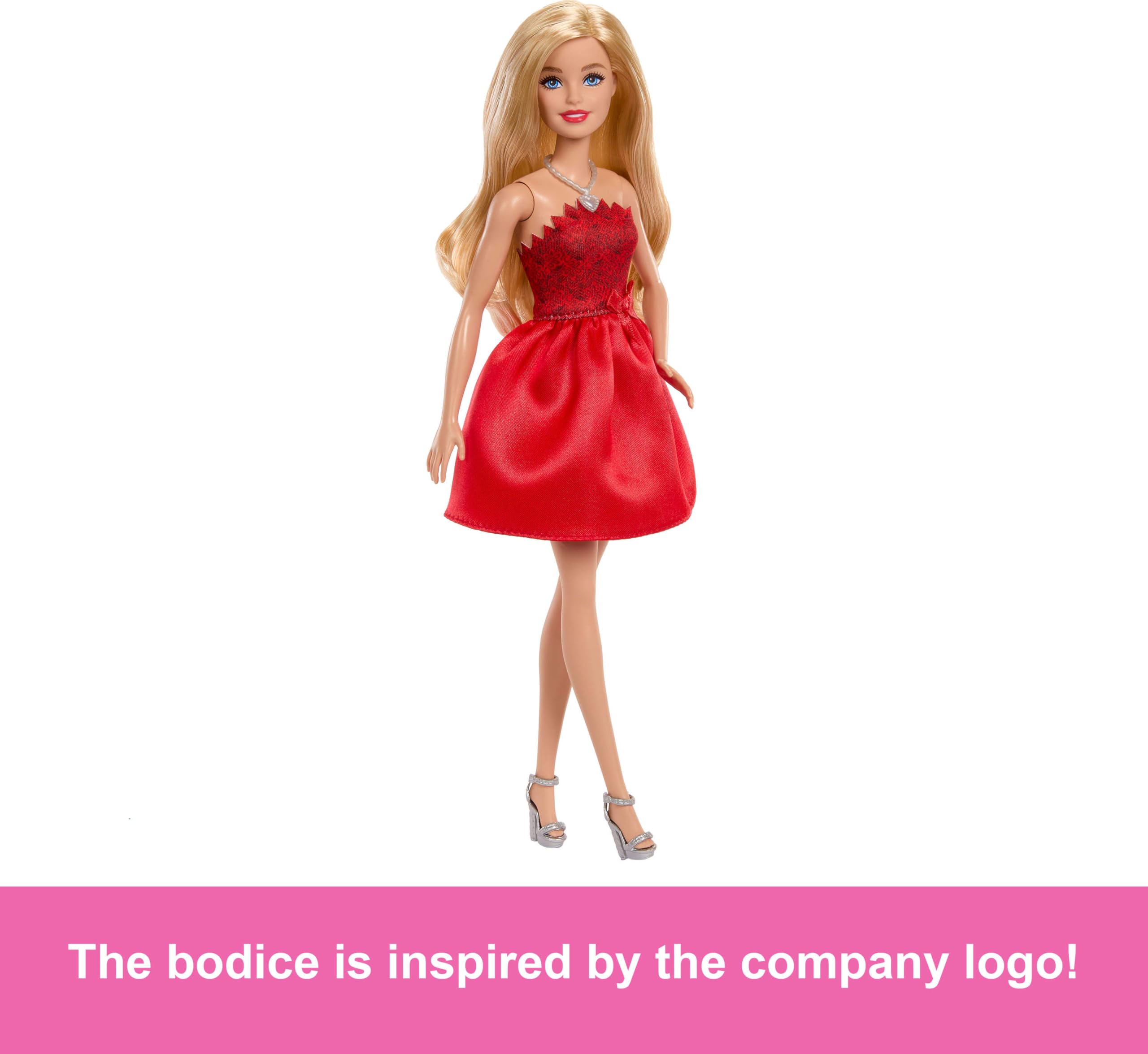 Barbie Mattel 80° Anniversario – Ruby-Red Celebration | Bambola da Collezione Abito Rosso con Scarpe e Collana | JGD25