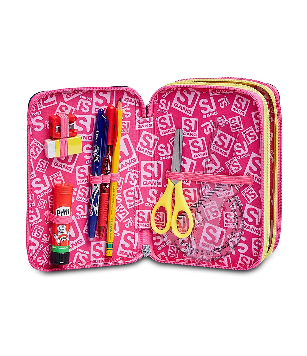 Astuccio Seven SJ Gang Animals Fantasy 3 Zip – 3 Scomparti, Completo con 44 Pezzi