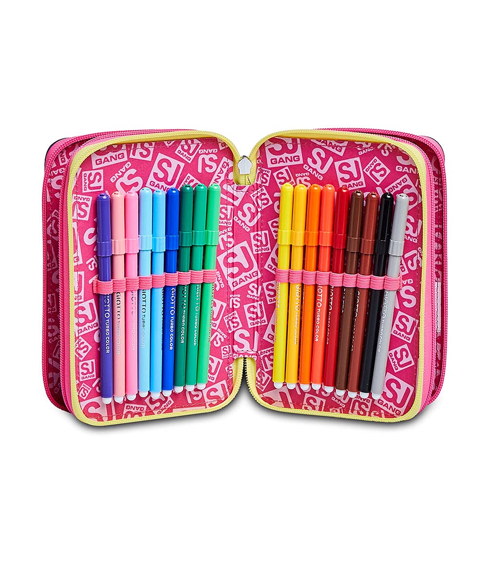 Astuccio Seven SJ Gang Animals Fantasy 3 Zip – 3 Scomparti, Completo con 44 Pezzi