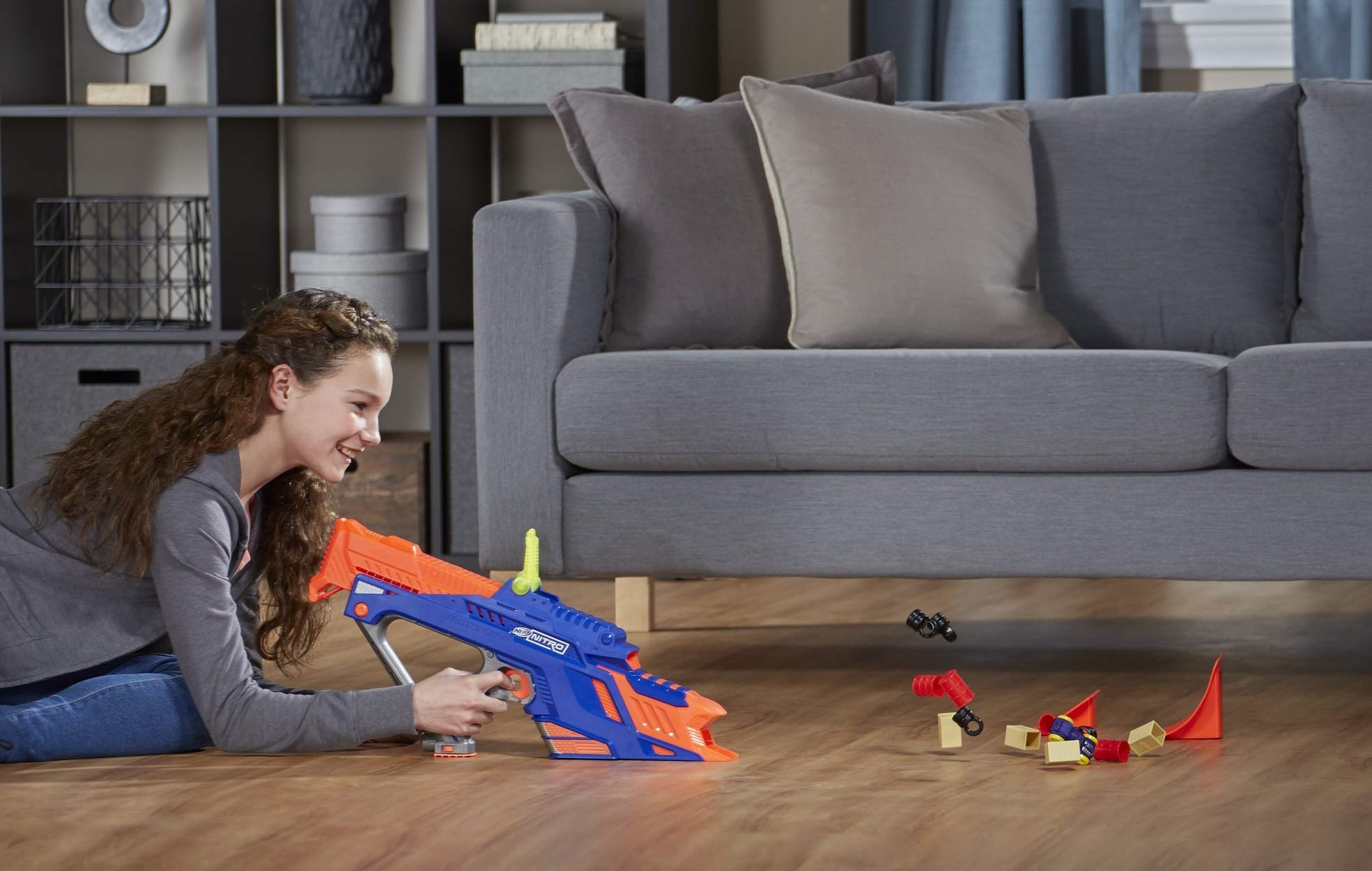 Nerf Nitro Motofury – Lanciarazzi con 2 Rampe, 9 Automobiline e 12 Ostacoli