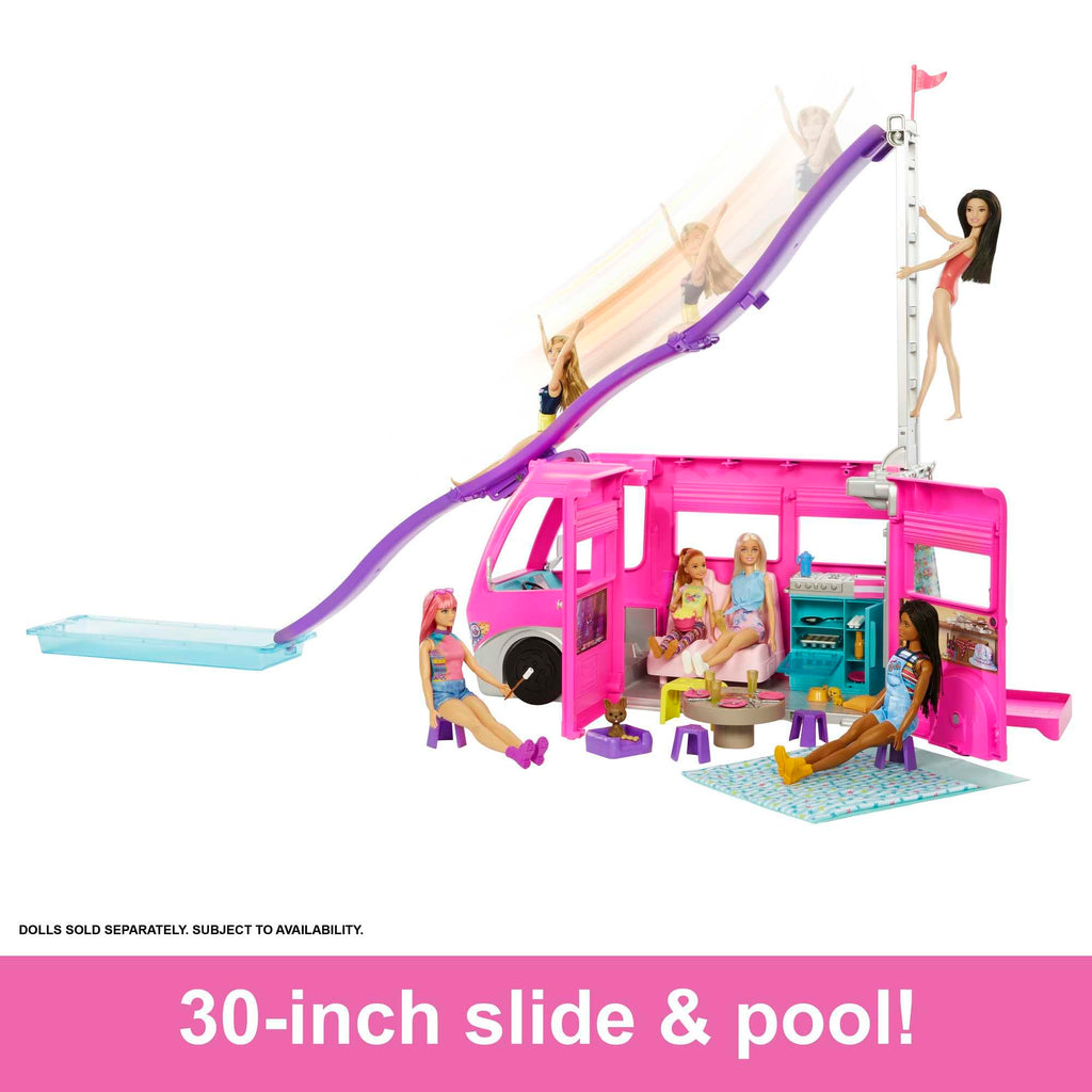 Barbie Dream Camper 3 in 1 con Piscina e 50 Accessori – GHL93