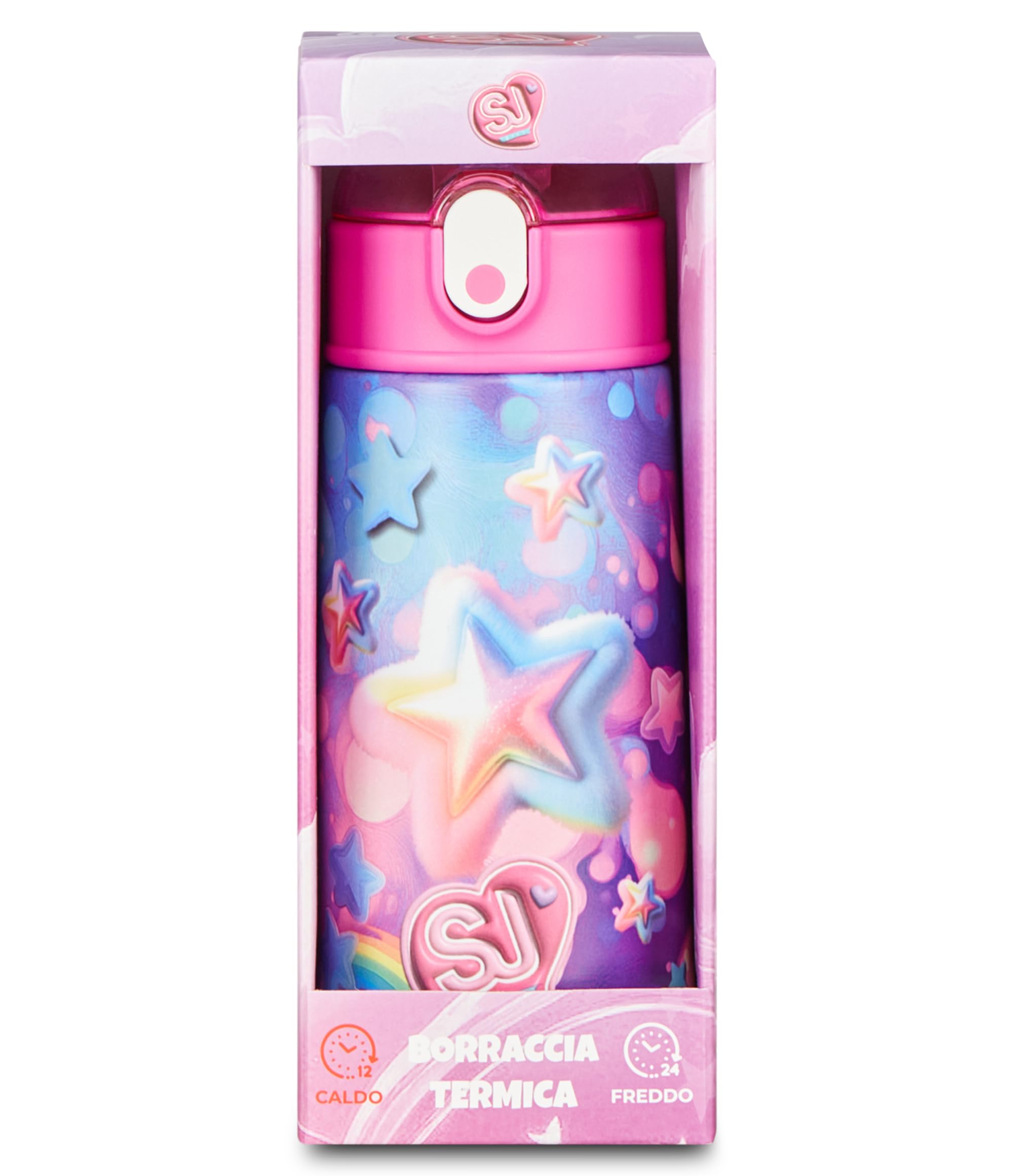SJ Gang – Borraccia Termica 500 ml Multicolore per Bambina | Acciaio Inox 304 BPA Free | Riutilizzabile | Caldo 12h / Freddo 24h