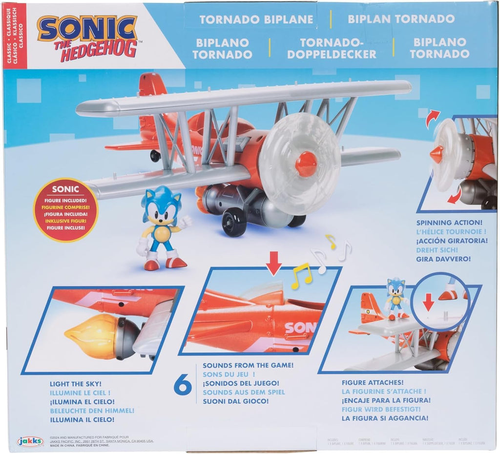 Sonic The Hedgehog Biplano Tornado Playset – Action Figure 6 cm, Elica, Fiamma e 6 Effetti Sonori | JAKKS Pacific