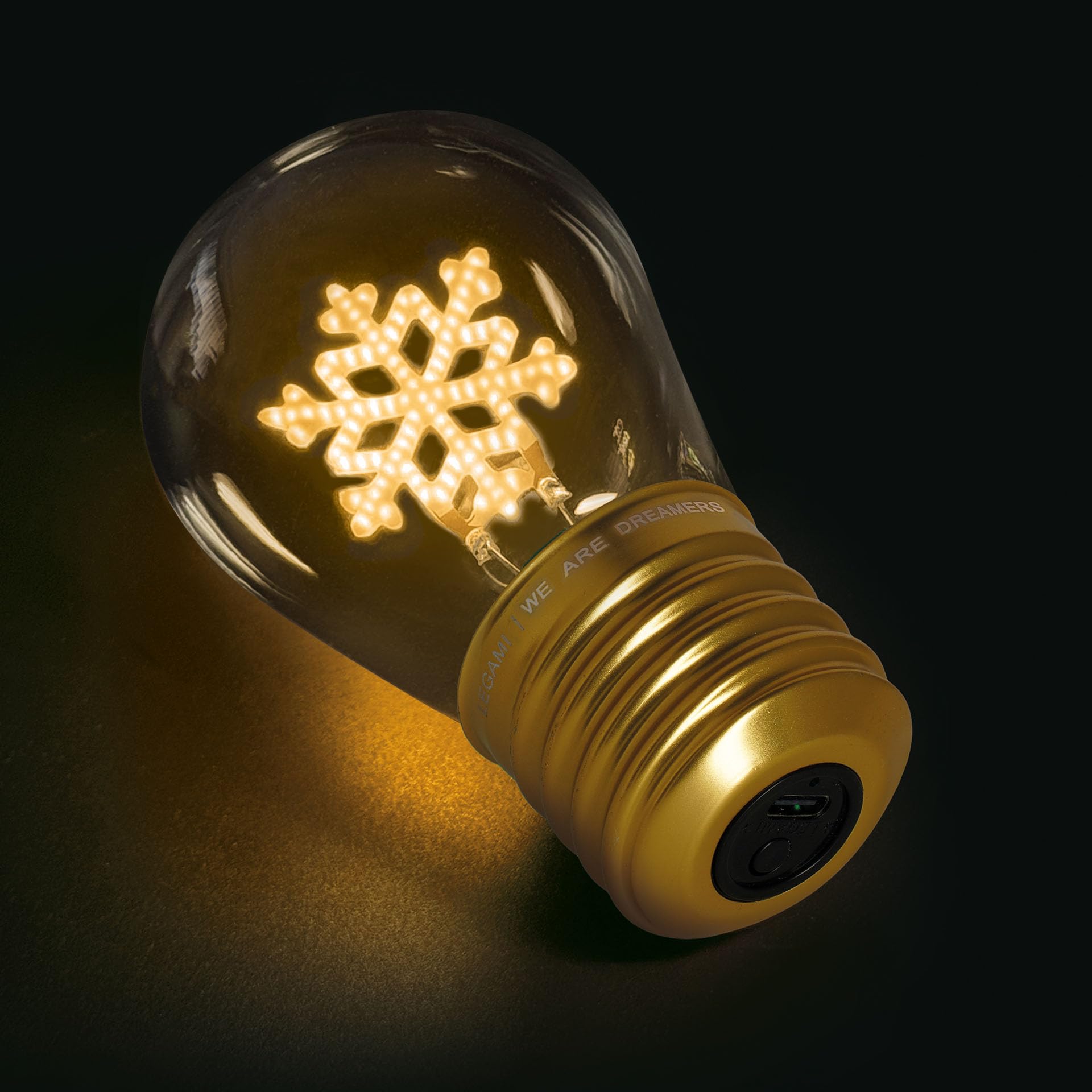 Legami Lampada da Tavolo a Forma di Bulbo Fiocco di Neve - Ricaricabile USB, Wireless