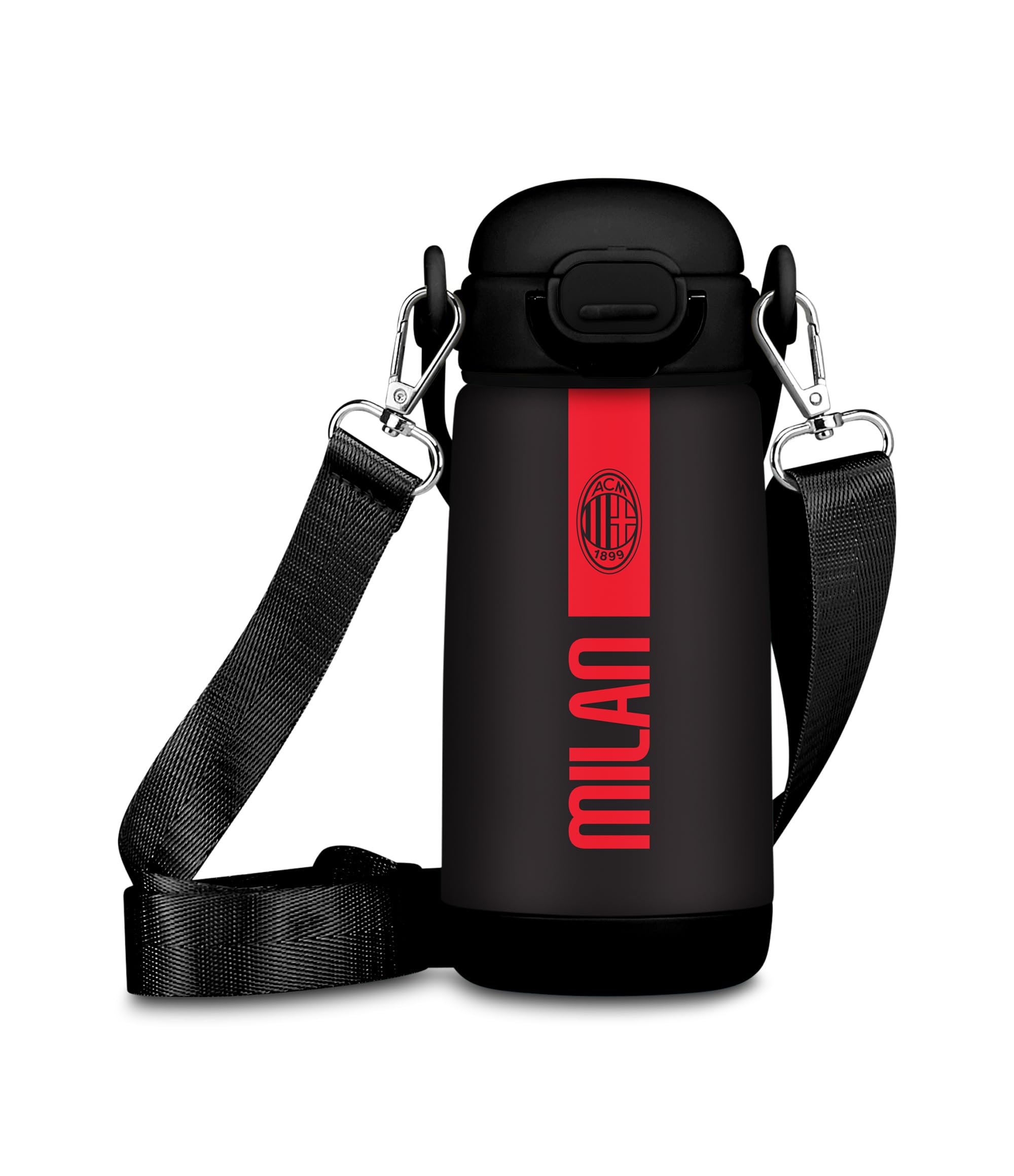 Borraccia Termica Seven Milan 400 ml Nera con Tracolla – Acciaio Inox | Prodotto Ufficiale