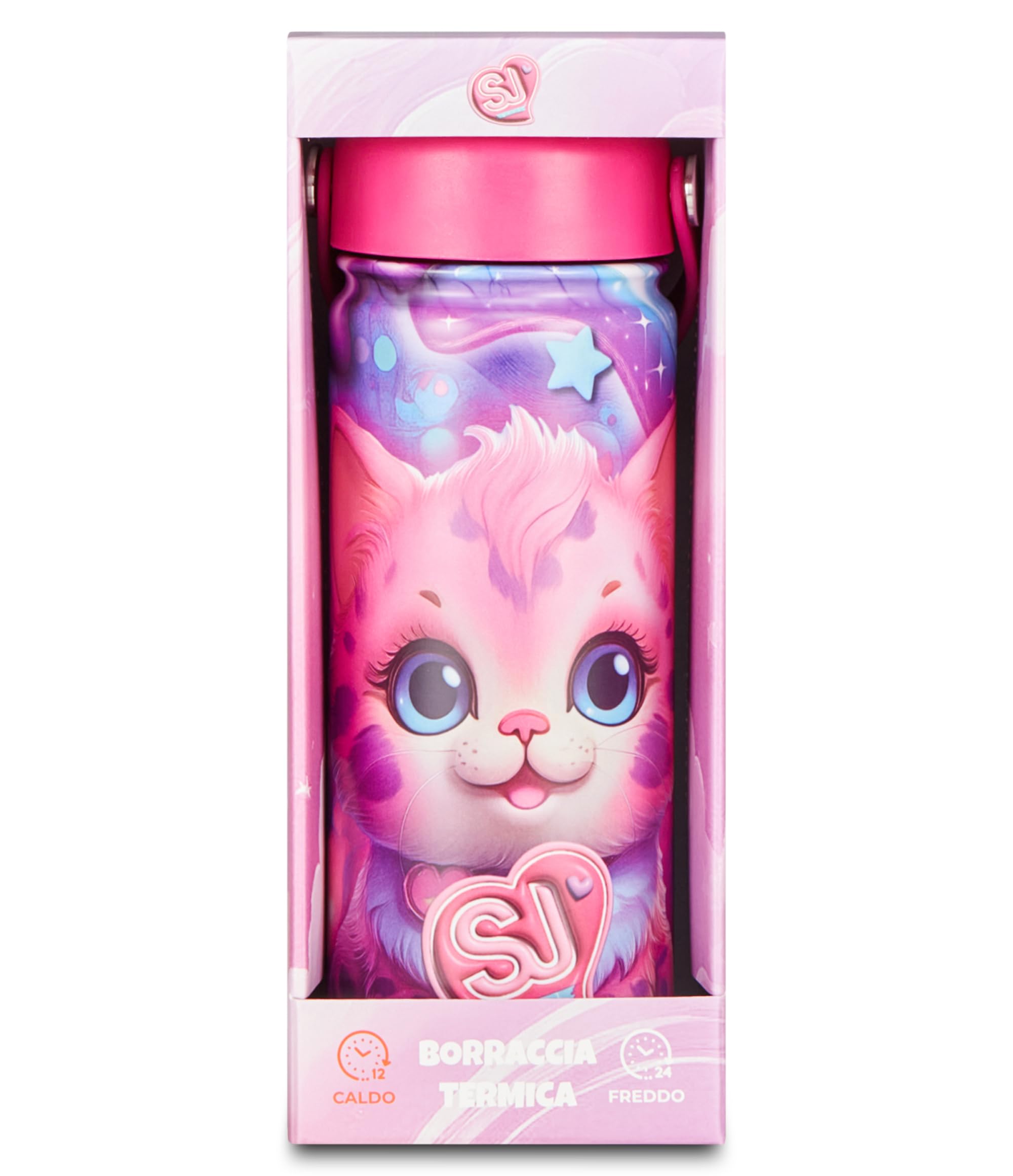 SJ Gang – Borraccia Termica 500 ml Multicolore per Bambina e Ragazza | Acciaio Inox 304 BPA Free | Riutilizzabile | Caldo 12h / Freddo 24h