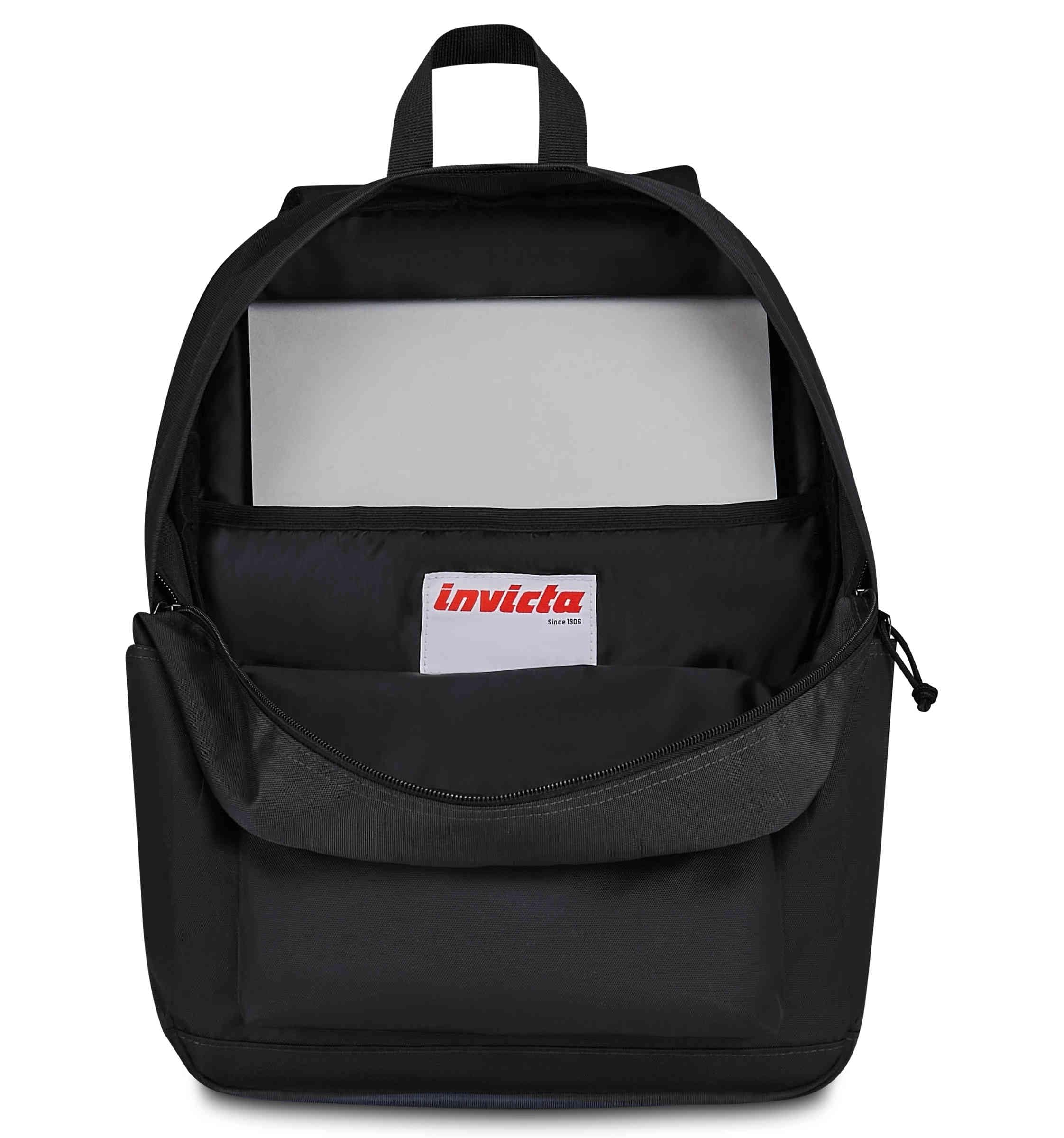Zaino Invicta Carlson Plain Nero 24 L – Mono Scomparto con Tasca Tablet | Medie e Superiori