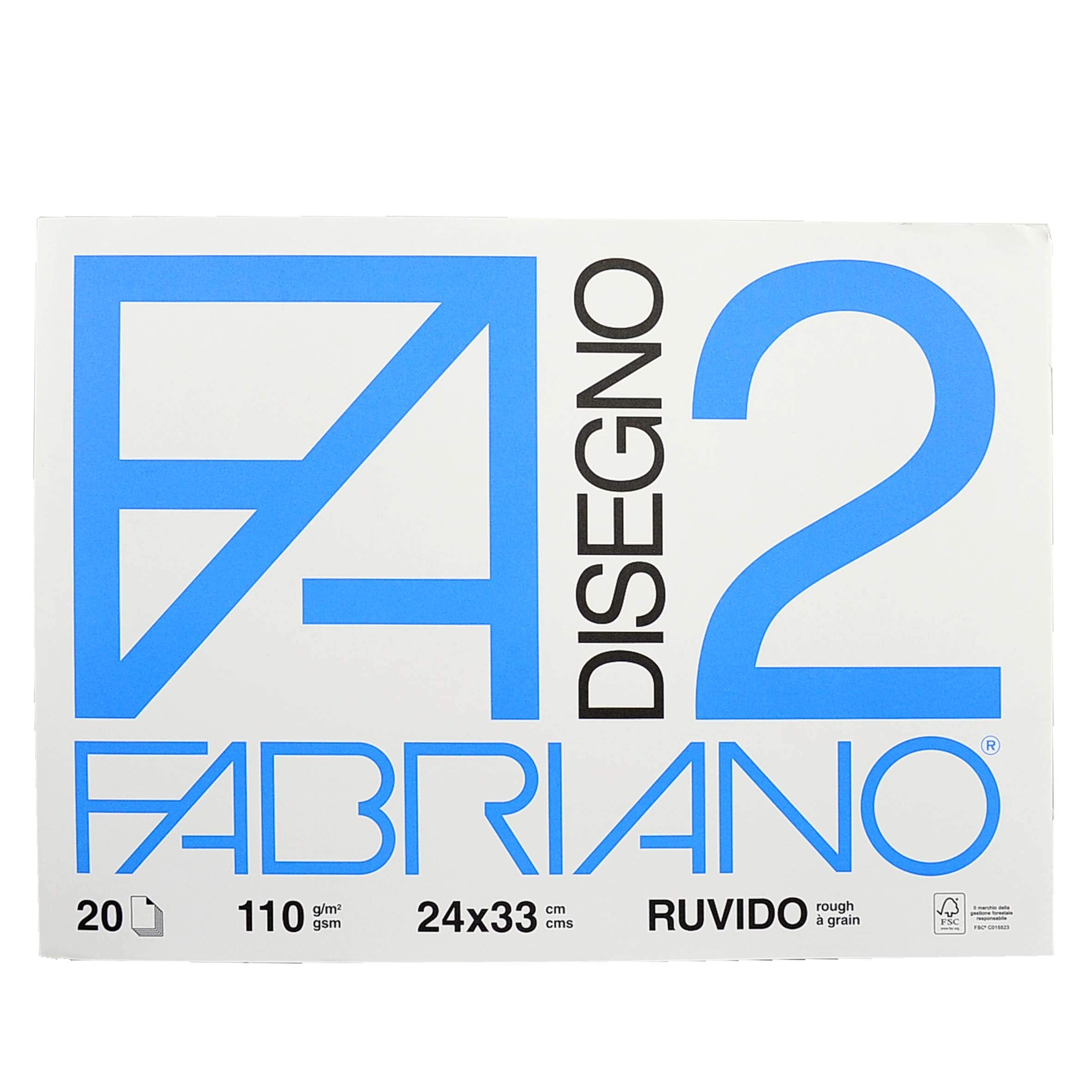 Fabriano – Album da Disegno Ruvido F2 | 24x33 cm, 110 g/m², 20 Fogli | Scuola e Arte