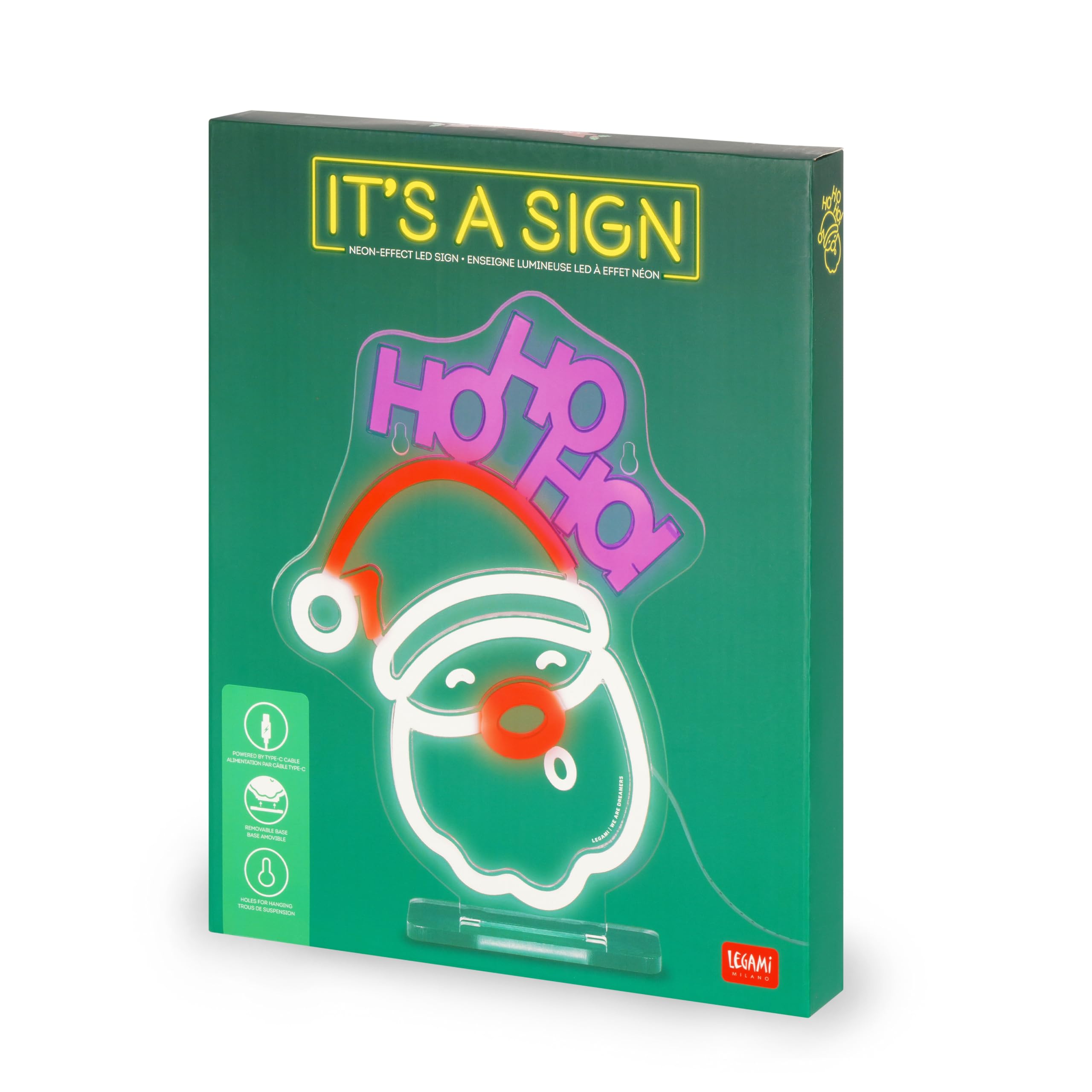 Legami - Insegna Luminosa Effetto Neon Babbo Natale, Solo Uso Interno