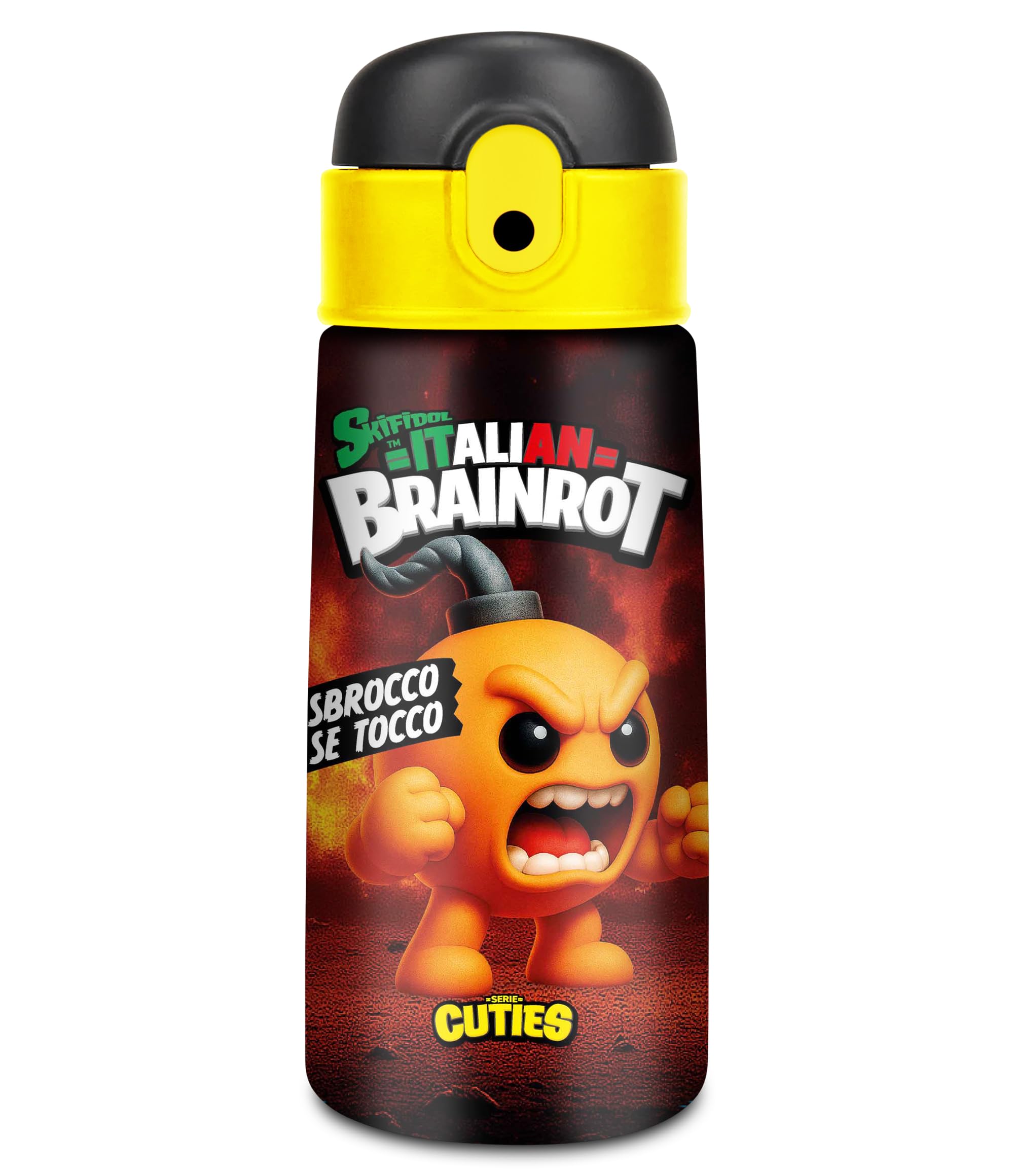 Borraccia Termica Seven Italian Brainrot 460 ml Nera – Acciaio Inox con Tracolla | Scuola e Sport
