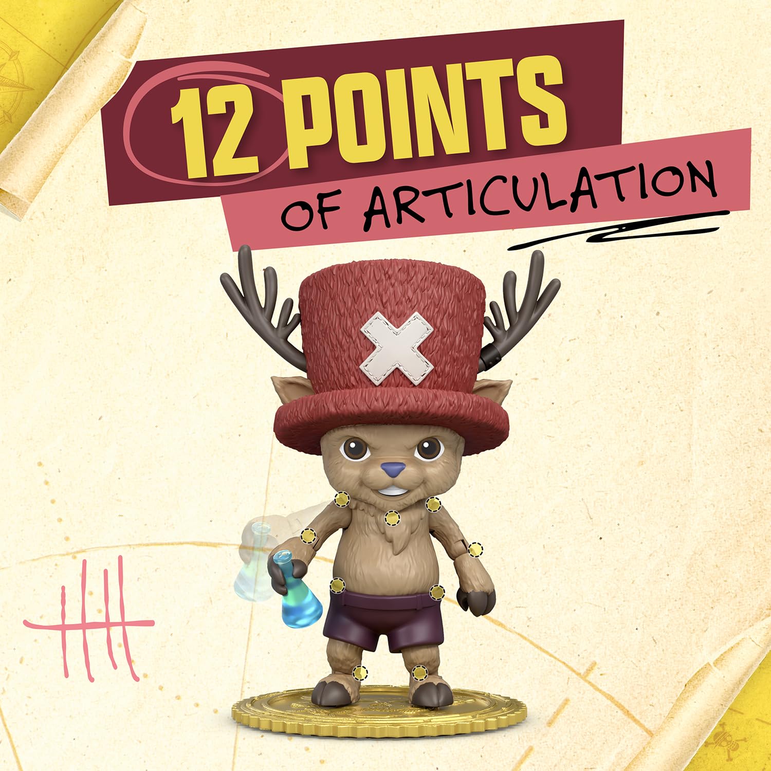 One Piece Tony Tony Chopper Action Figure 10 cm – 16 Articolazioni e 6 Accessori Ufficiale Netflix