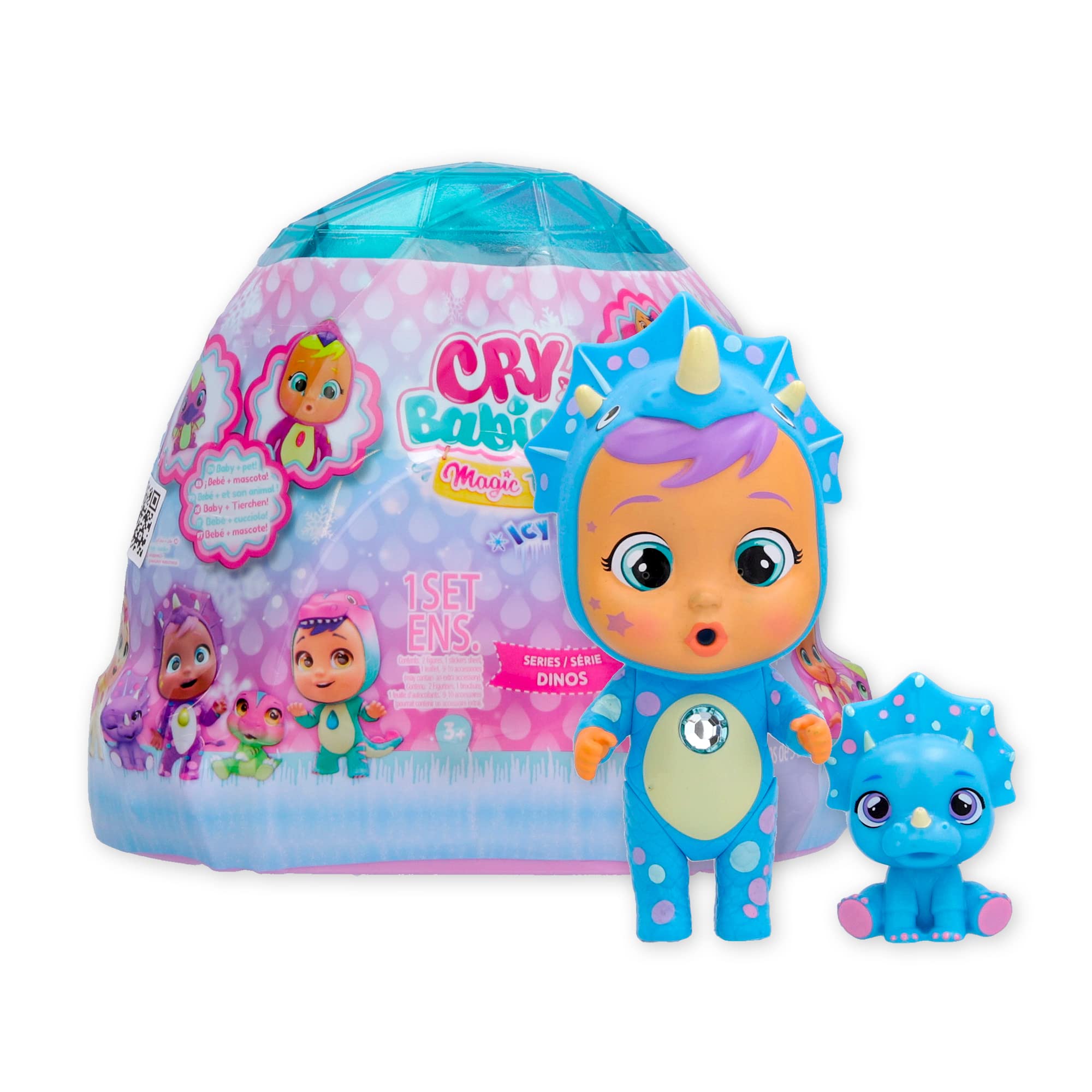 Cry Babies Magic Tears Icy World Dinos Bambola da Collezione con Lacrime Vere
