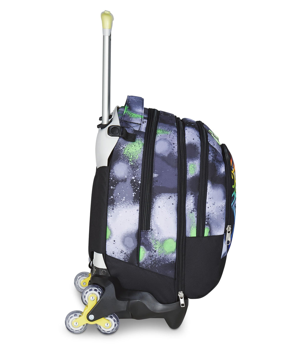 Seven Trolley Scuola Jack 3 Ruote Detach – Nero Verde – 37 Litri con Zainetto Staccabile