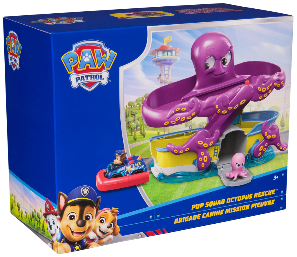 Paw Patrol Pup Squad – Playset Salvataggio del Polpo con Chase 6,3 cm e Baby Polpo | Dai 3 Anni