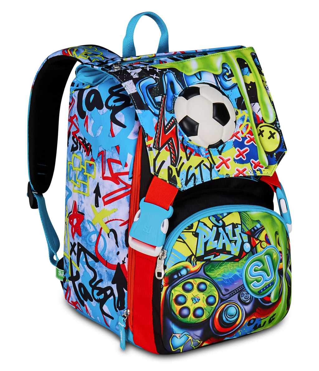 SJ Gang Style Jam Gang Zaino Scuola Doppio Scomparto Blu – Maxi Capienza Espandibile
