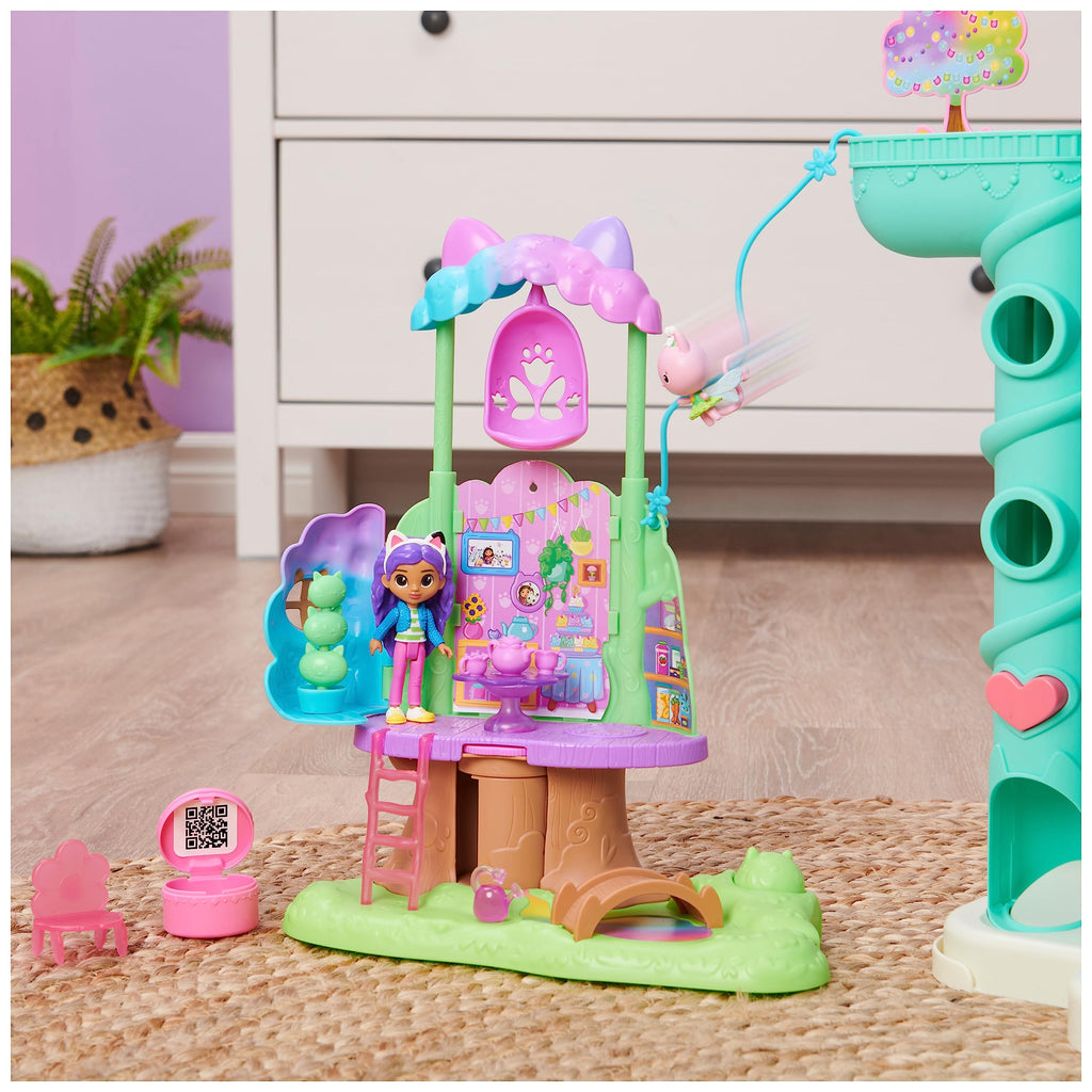 Gabby's Dollhouse – Garden Treehouse con Luci, Zipline, 2 Personaggi, 3 Mobili e Sorpresa | Dai 3 Anni