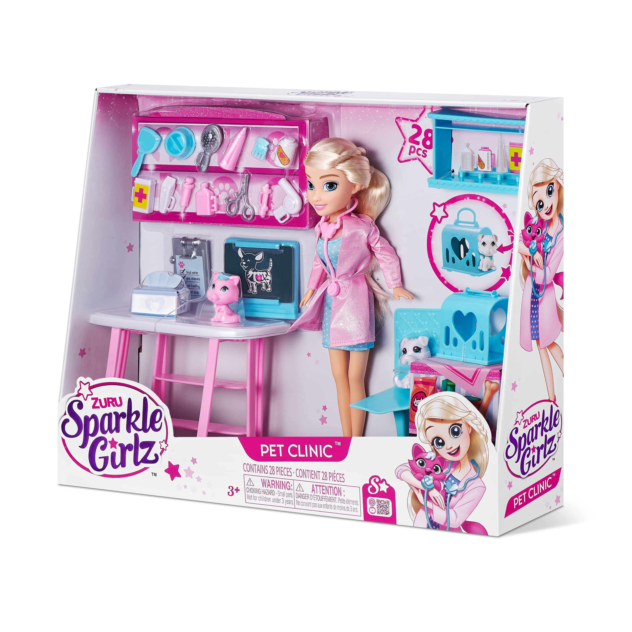Bambola Veterinaria Sparkle Girlz ZURU con Clinica e Accessori – Gioco di Ruolo