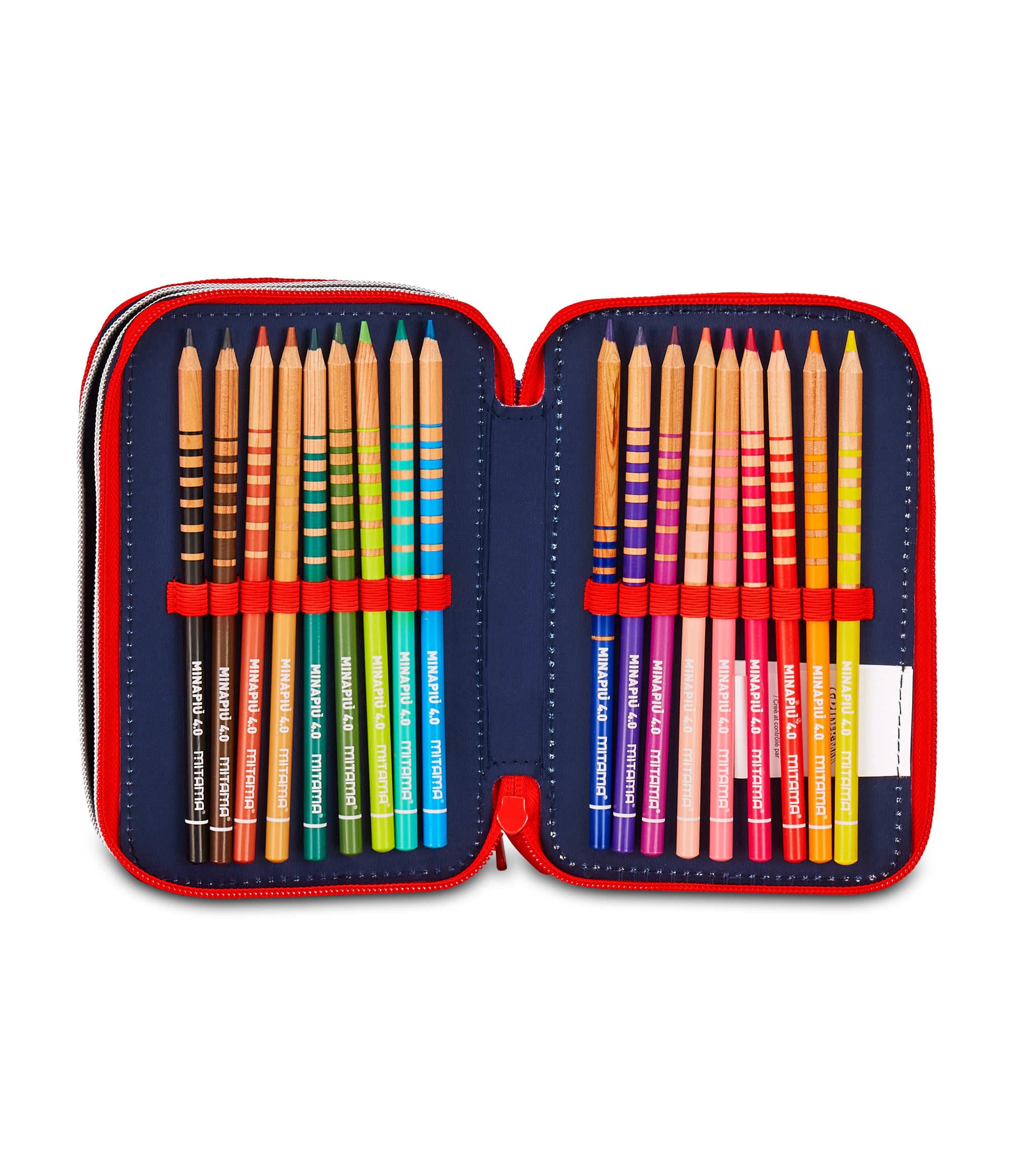 Astuccio Seven Spiderman 3 Zip – 3 Scomparti, Completo con 44 Pezzi, Scuola Elementare