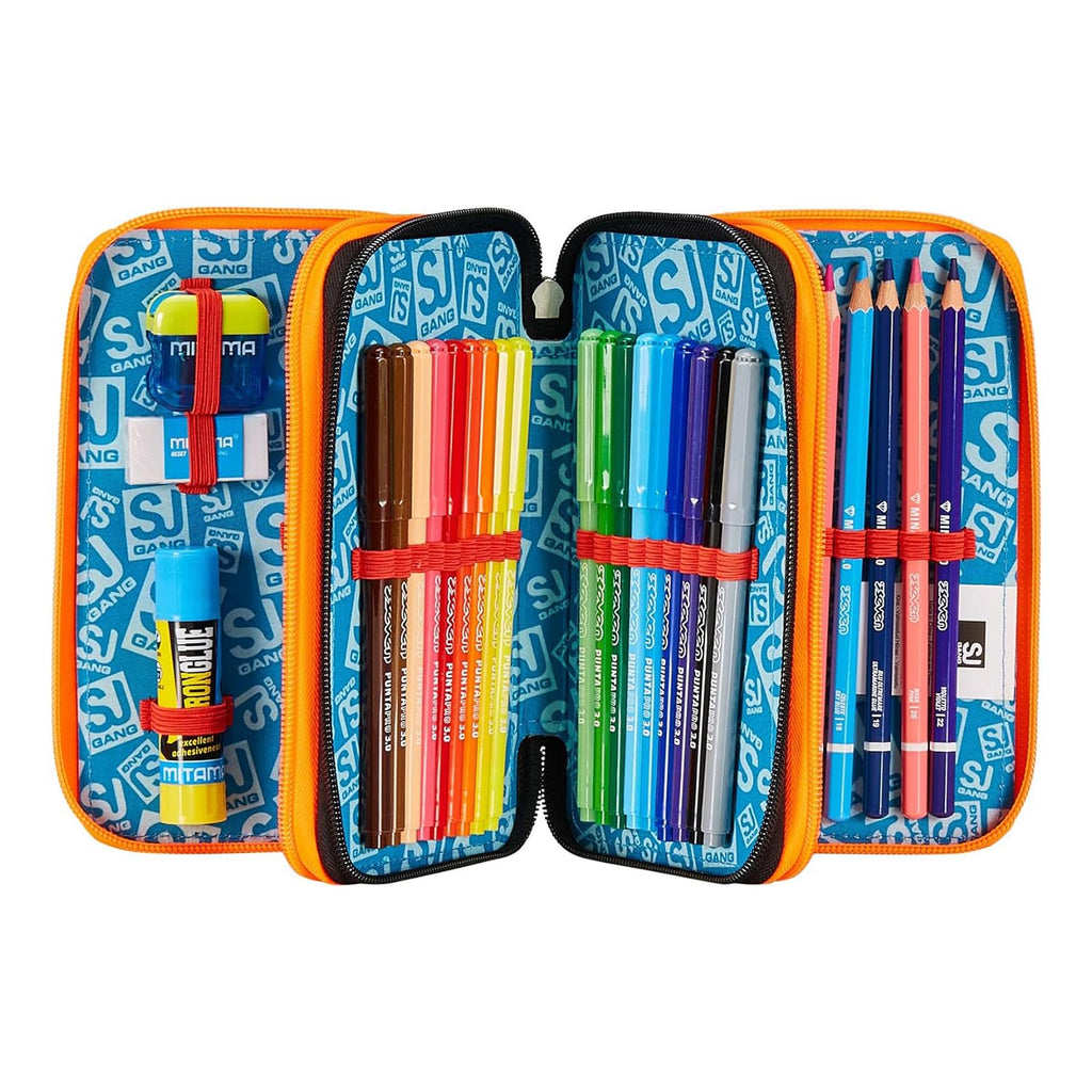 Astuccio SJ Gang Squalo 3 Scomparti – Multicolore, Completo con 45 Pezzi