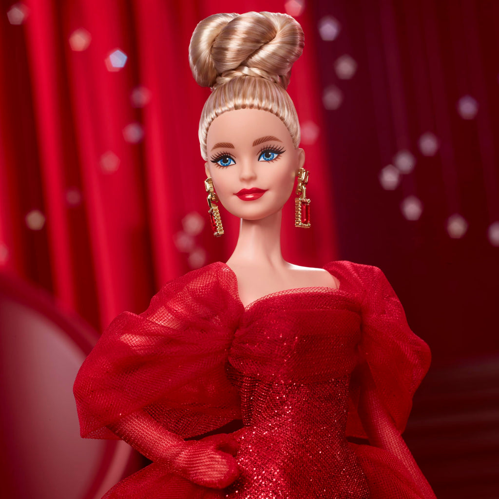 Barbie Signature – 80° Anniversario Mattel | Bambola da Collezione Abito Rosso in Tulle e Glitter | JBJ17