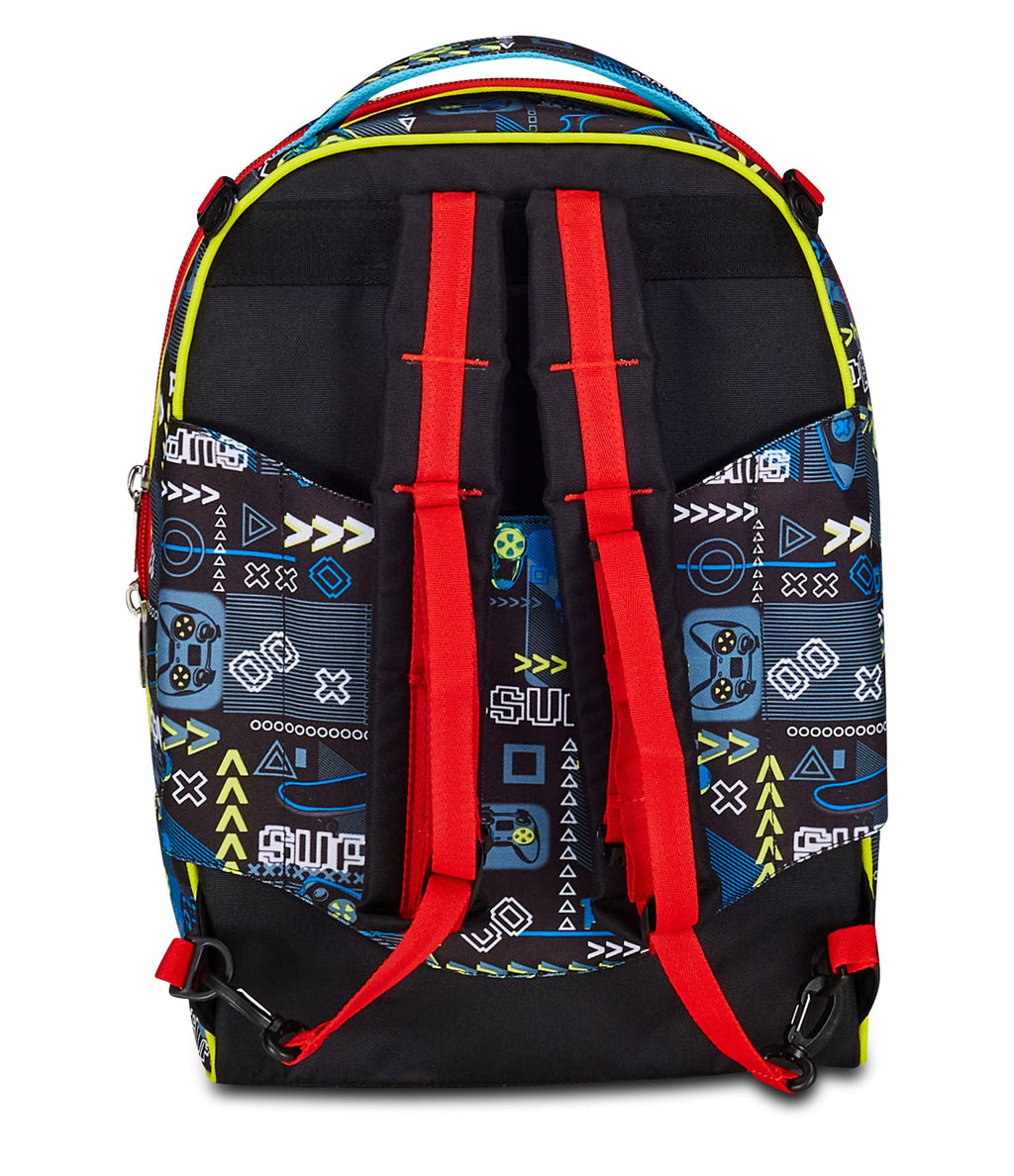 Seven Trolley Scuola SJ Gang Jack 3 Ruote Funny Goal – Nero Rosso – 3 in 1