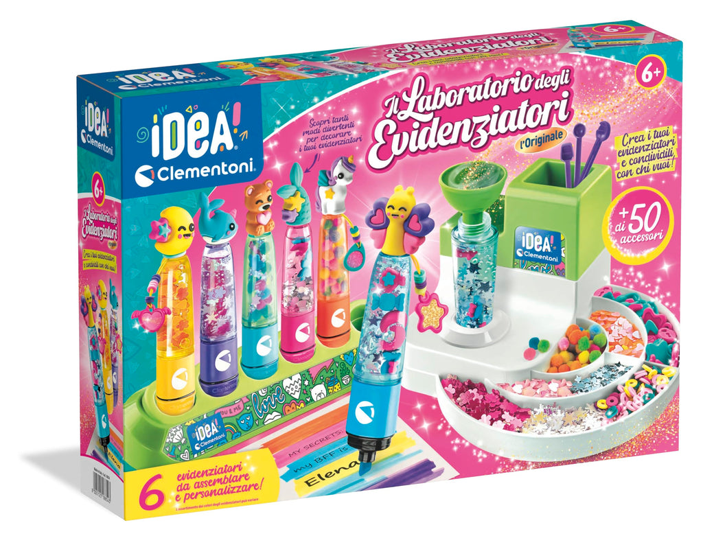 Clementoni Idea – Laboratorio degli Evidenziatori Personalizzati | Kit Creativo 6+ Anni con 50+ Accessori | Made in Italy | 18854