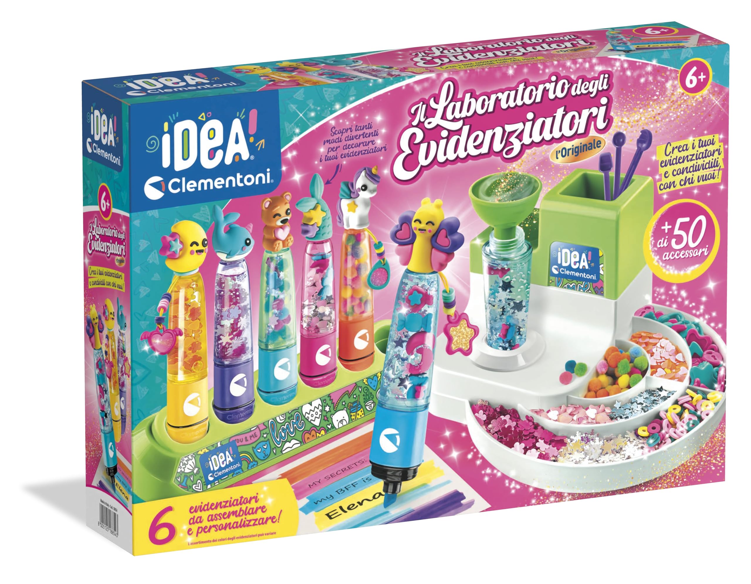Clementoni Idea – Laboratorio degli Evidenziatori Personalizzati | Kit Creativo 6+ Anni con 50+ Accessori | Made in Italy | 18854