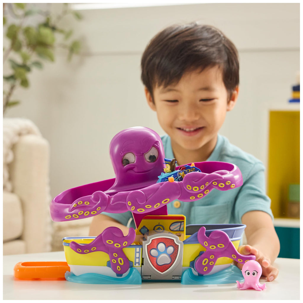 Paw Patrol Pup Squad – Playset Salvataggio del Polpo con Chase 6,3 cm e Baby Polpo | Dai 3 Anni
