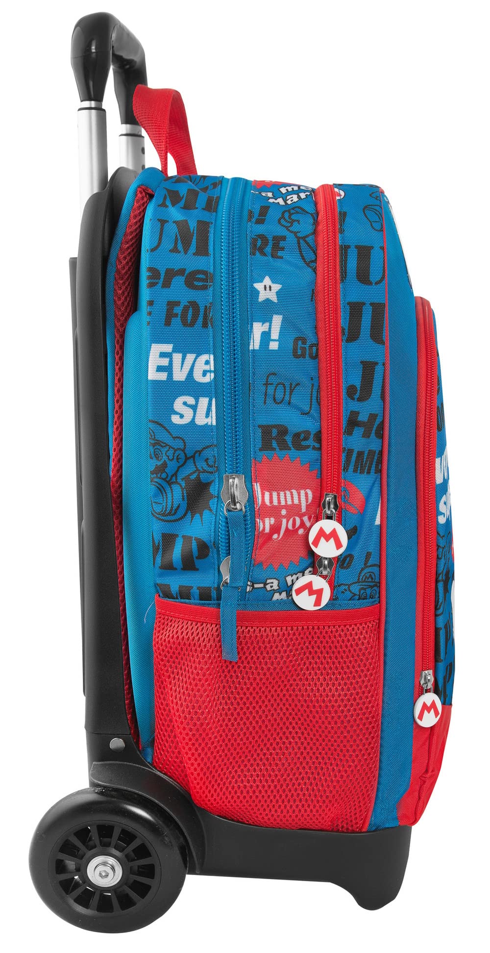 Zaino Trolley Super Mario – Manico e Spallacci Staccabili, 36x23x47 cm | Scuola