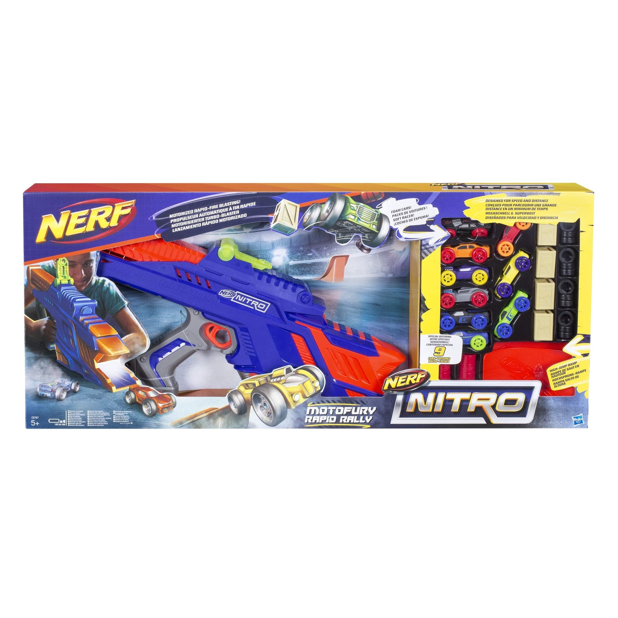 Nerf Nitro Motofury – Lanciarazzi con 2 Rampe, 9 Automobiline e 12 Ostacoli