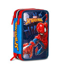 Astuccio Seven Spiderman 3 Zip – 3 Scomparti, Completo con 44 Pezzi, Scuola Elementare