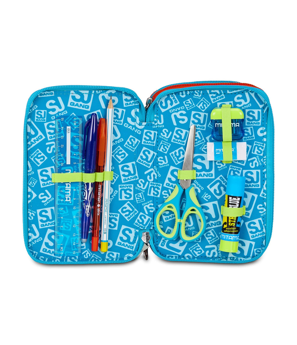 Astuccio SJ Gang Style Jam Gang 3 Zip Blu – Completo di Penne, Matite e Colori