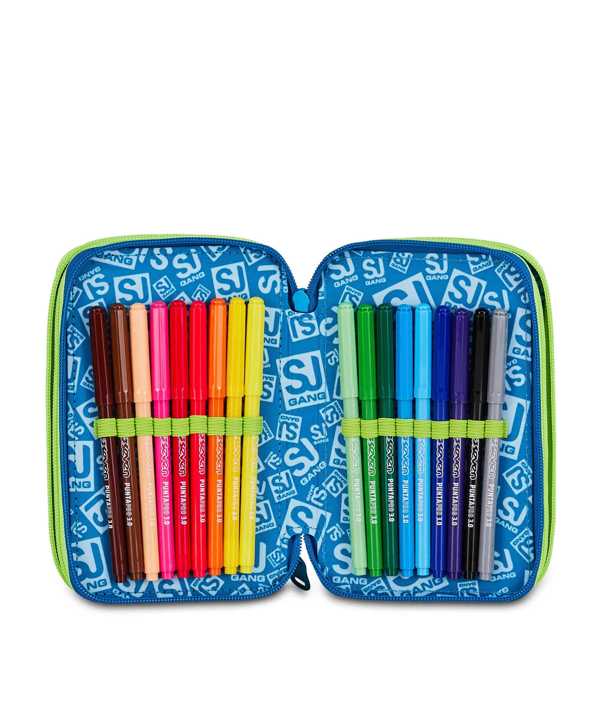 SJ Gang Astuccio 3 Zip Soft Pouch Boy Blu – 45 Pezzi Completo