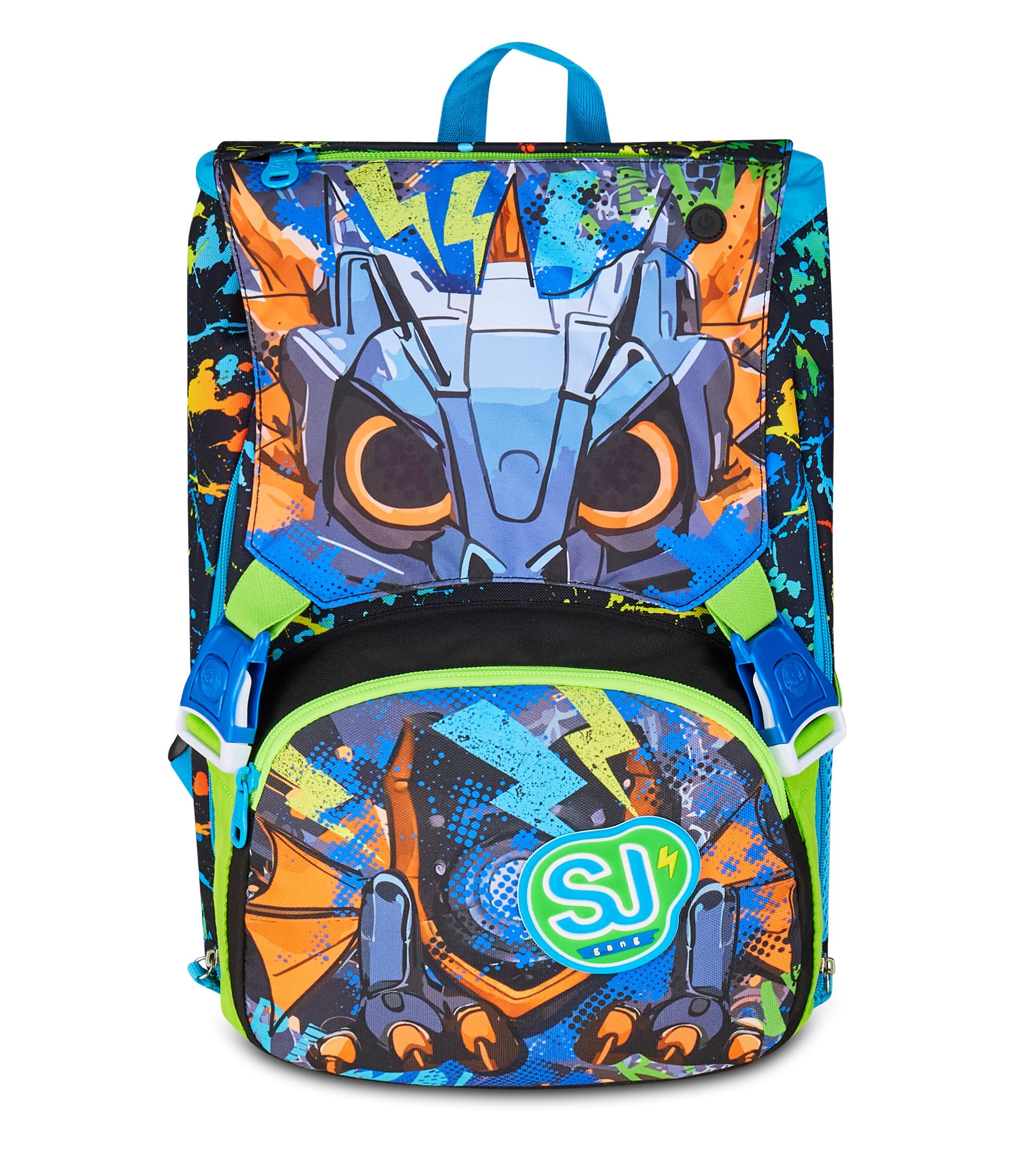 SJ Gang Big LED LOOK Zaino Scuola Espandibile Nero – Occhi LED 24 L