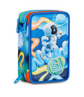 SJ Gang Astuccio Scuola 3 Zip 3D Space Ride – Blu, Astronauta in Rilievo, 45 Pezzi Completo | Scuola Elementare