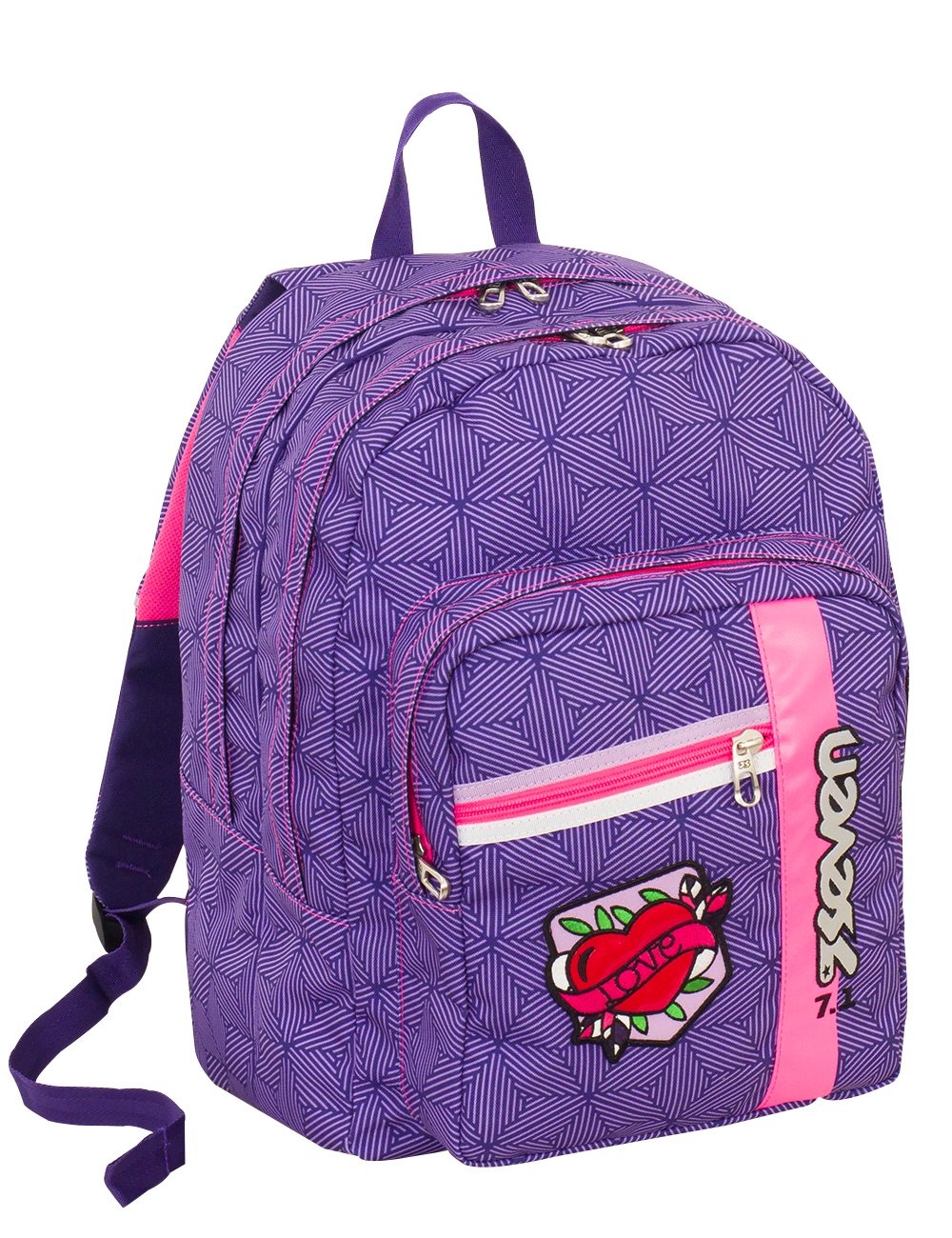 Seven Zaino Scuola Outsize Rebel Girl – Viola 33 LT con Power Bank Integrato