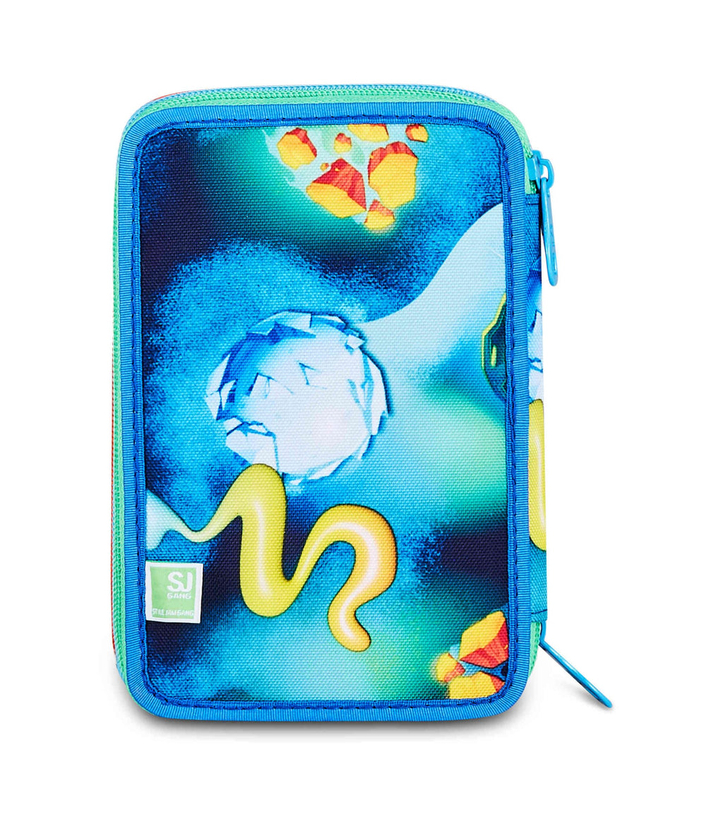 SJ Gang Astuccio Scuola 3 Zip 3D Space Ride – Blu, Astronauta in Rilievo, 45 Pezzi Completo | Scuola Elementare