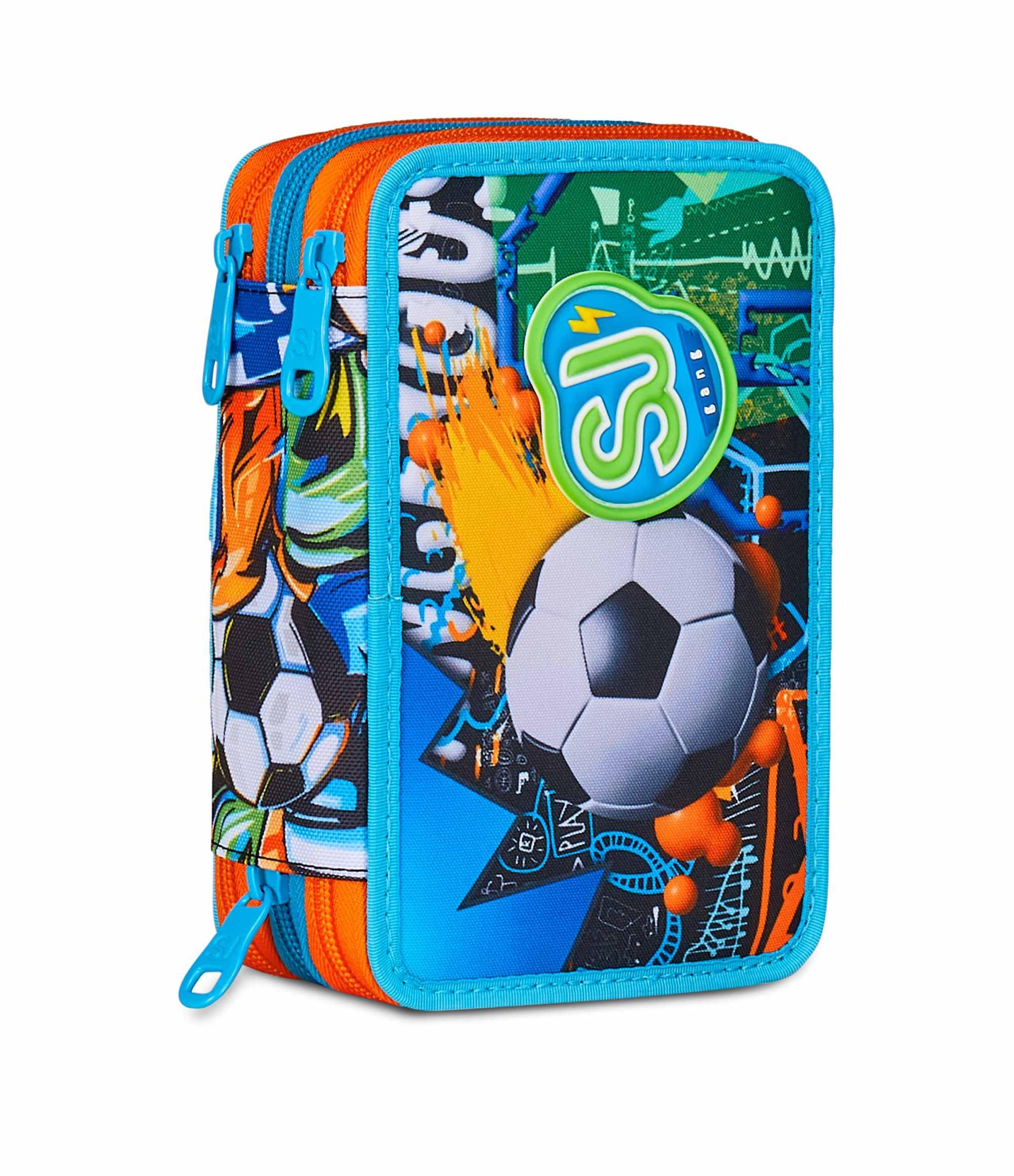 Astuccio SJ Gang 3 Zip Multicolore – Completo di Cancelleria | Scuola Elementare
