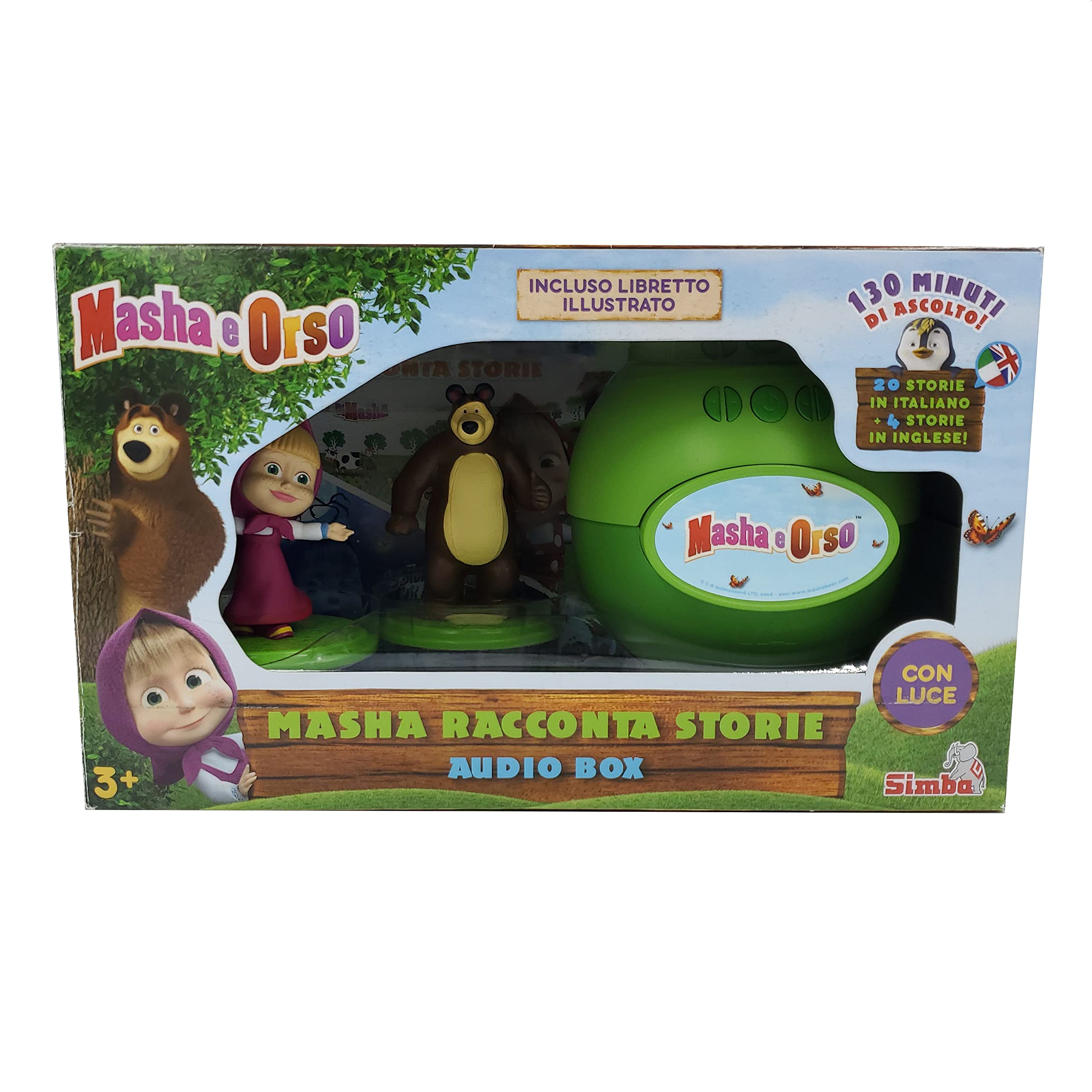 Masha e Orso – Dispositivo Audio con 24 Storie e 130 Minuti di Ascolto | Ricaricabile USB | Dai 3 Anni