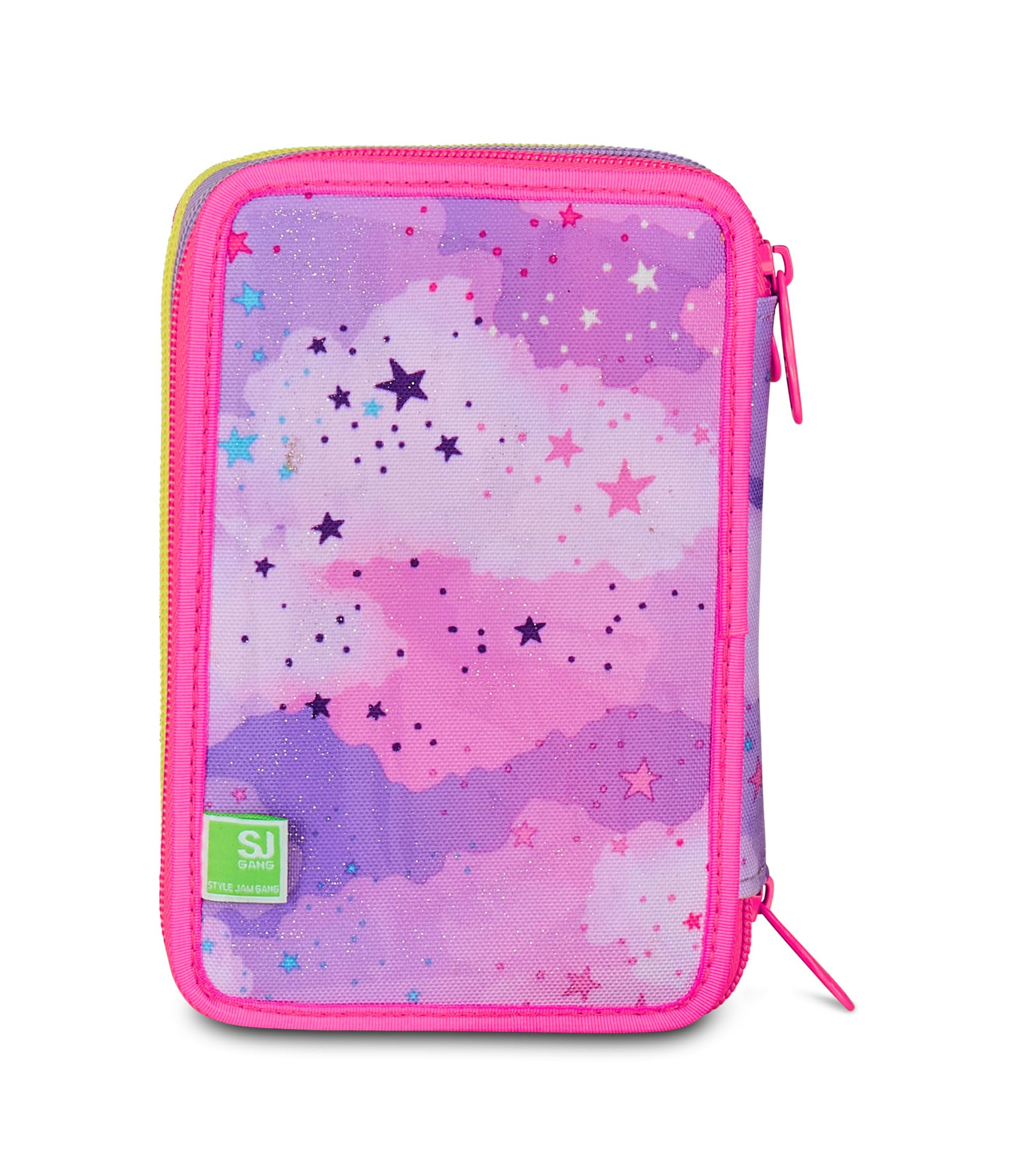 Astuccio SJ Gang Fable Journey 3 Zip Rosa – Completo di Penne, Matite e Colori