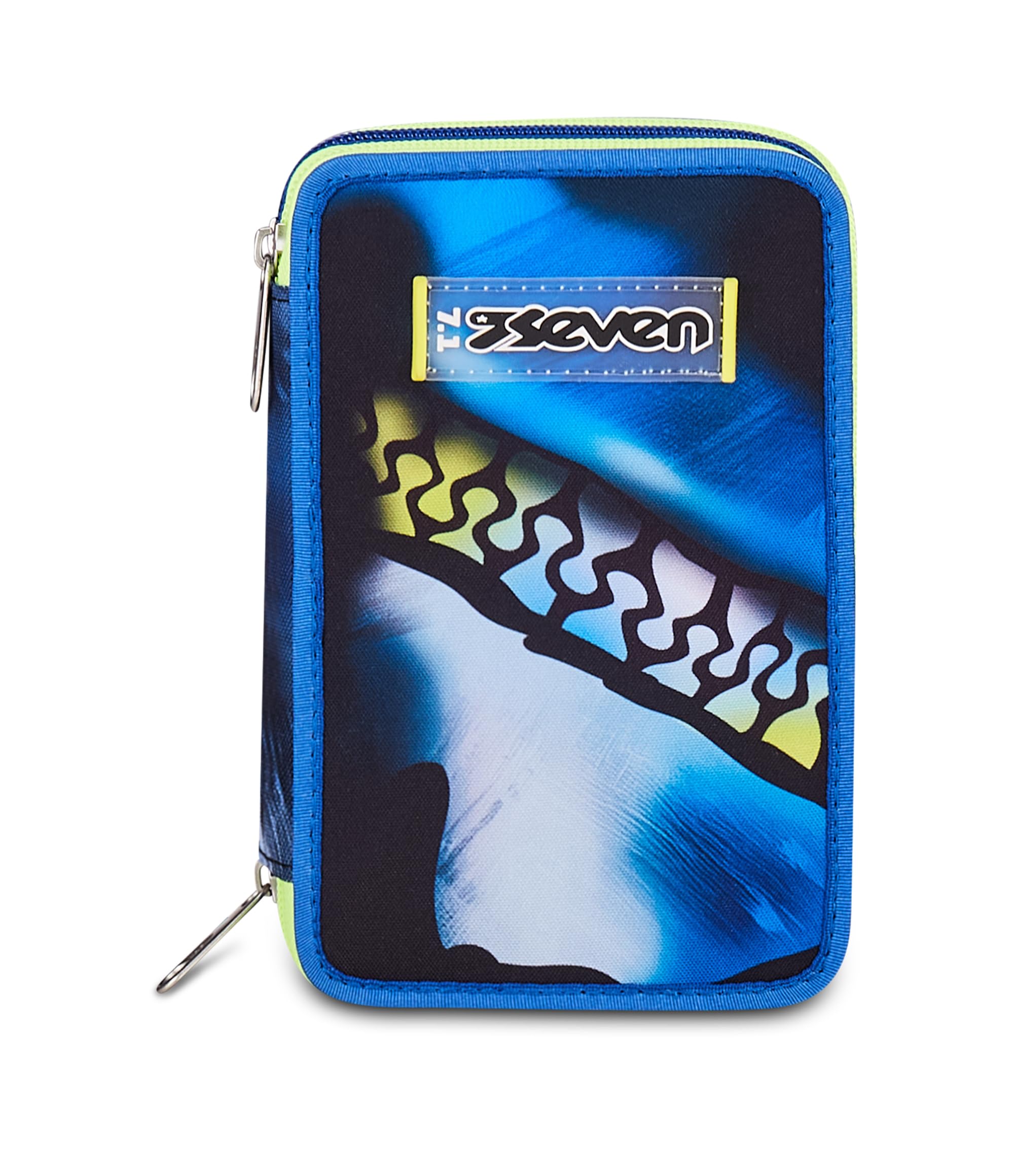 Seven Astuccio Scuola 3 Zip Blu Fusion – Blu, 45 Pezzi Completo | Triplo Scomparto | Scuola Elementare Bambino
