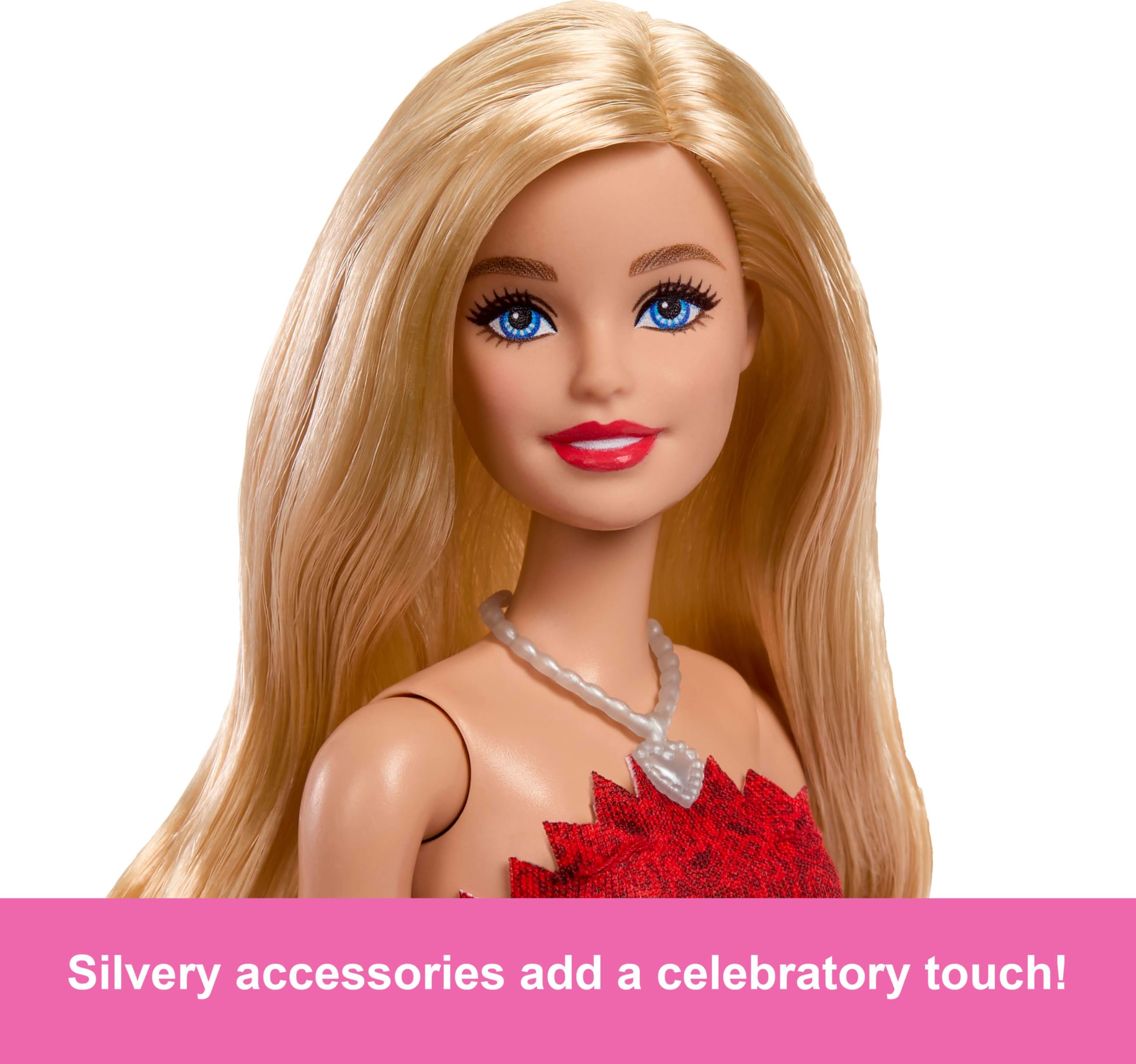 Barbie Mattel 80° Anniversario – Ruby-Red Celebration | Bambola da Collezione Abito Rosso con Scarpe e Collana | JGD25