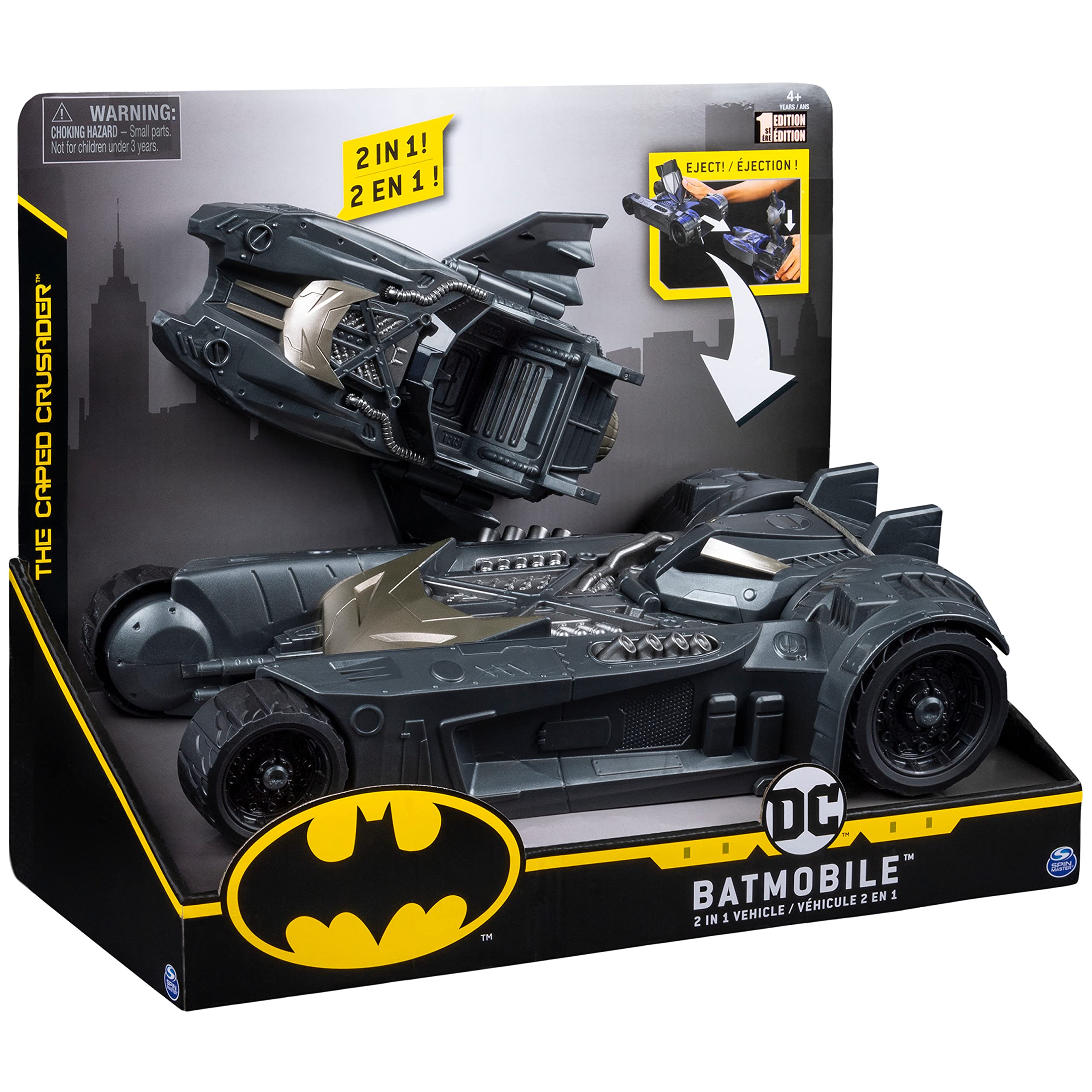 DC Comics Batman Batmobile e Batboat 2 in 1 Veicolo Trasformabile – Action Figure 4 Pollici