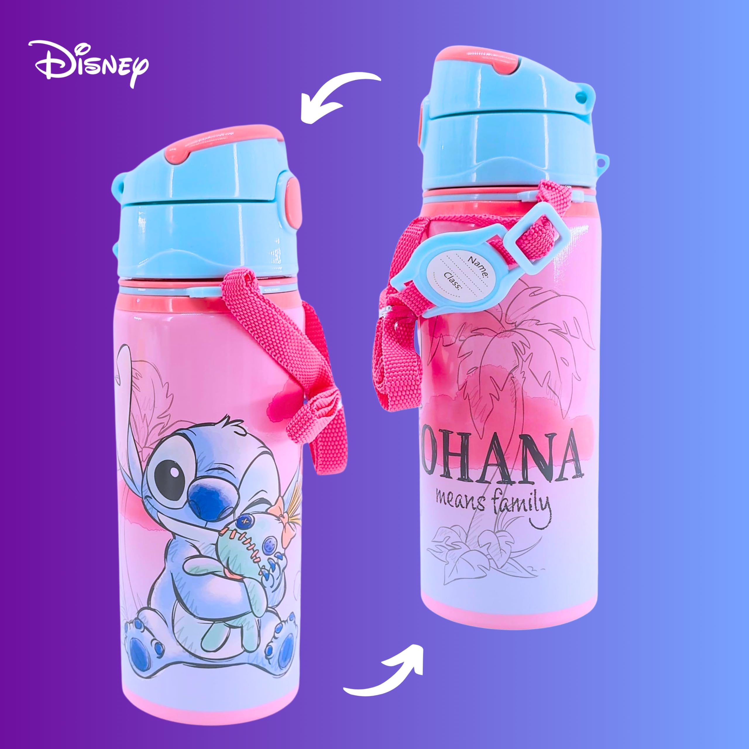 Borraccia Disney Stitch e Scrump in Alluminio 600 ml con Manico