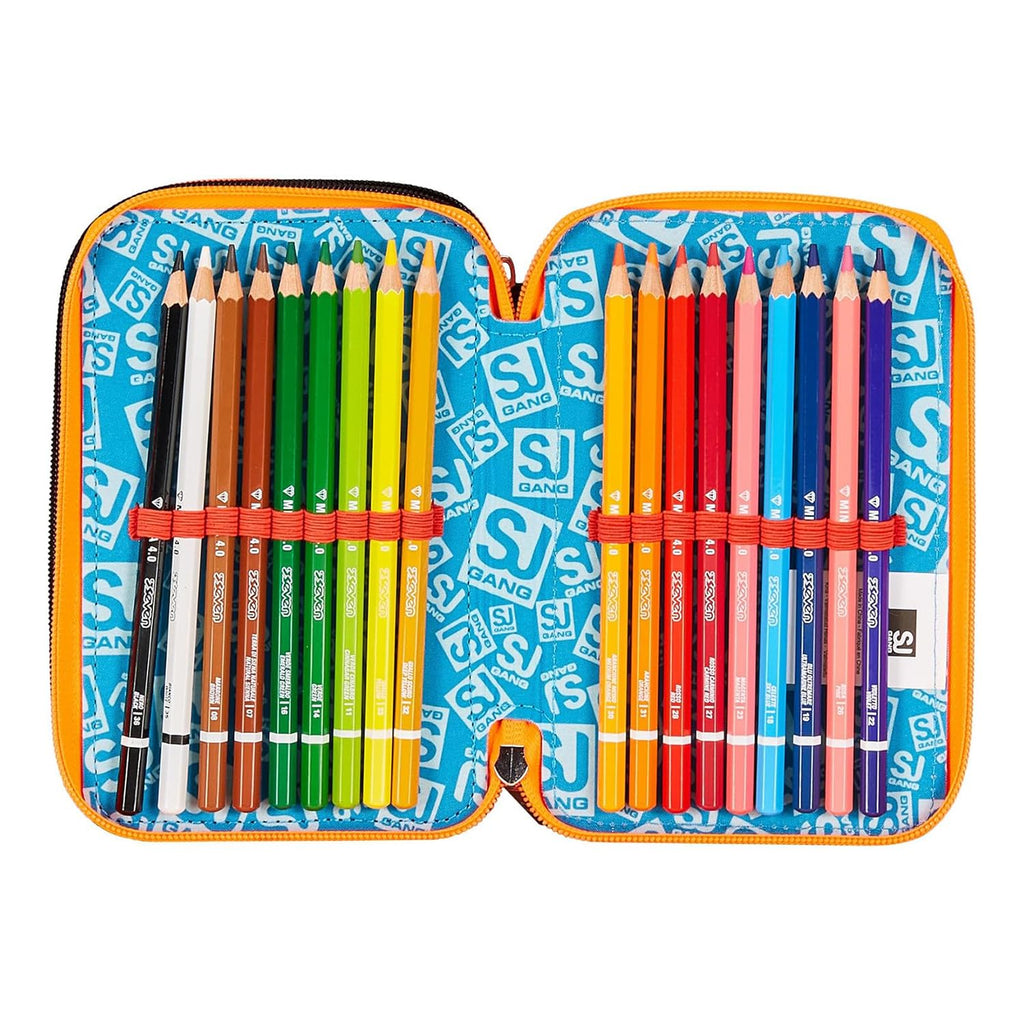 Astuccio SJ Gang Squalo 3 Scomparti – Multicolore, Completo con 45 Pezzi