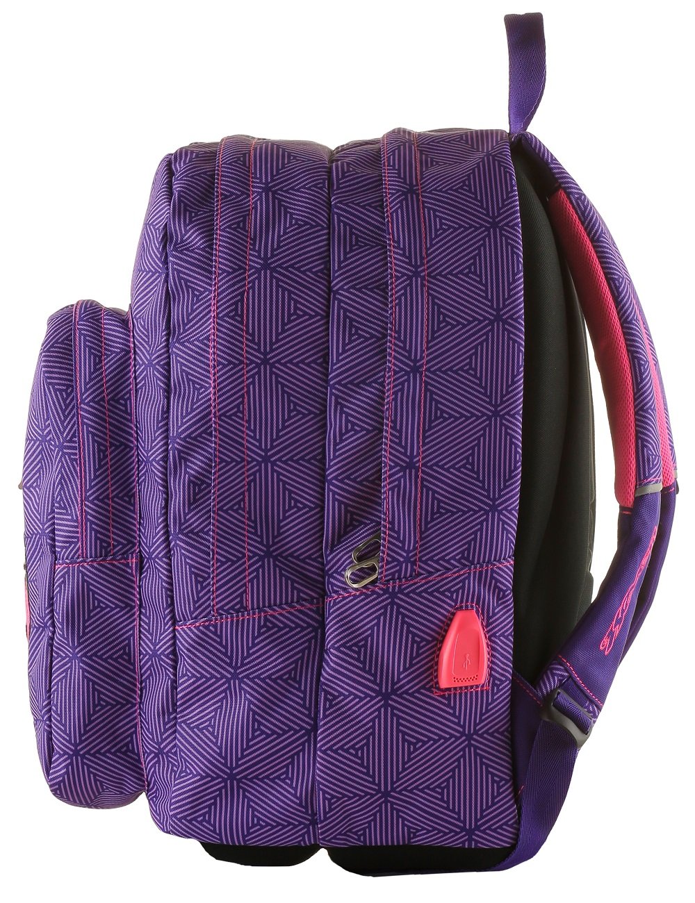Seven Zaino Scuola Outsize Rebel Girl – Viola 33 LT con Power Bank Integrato